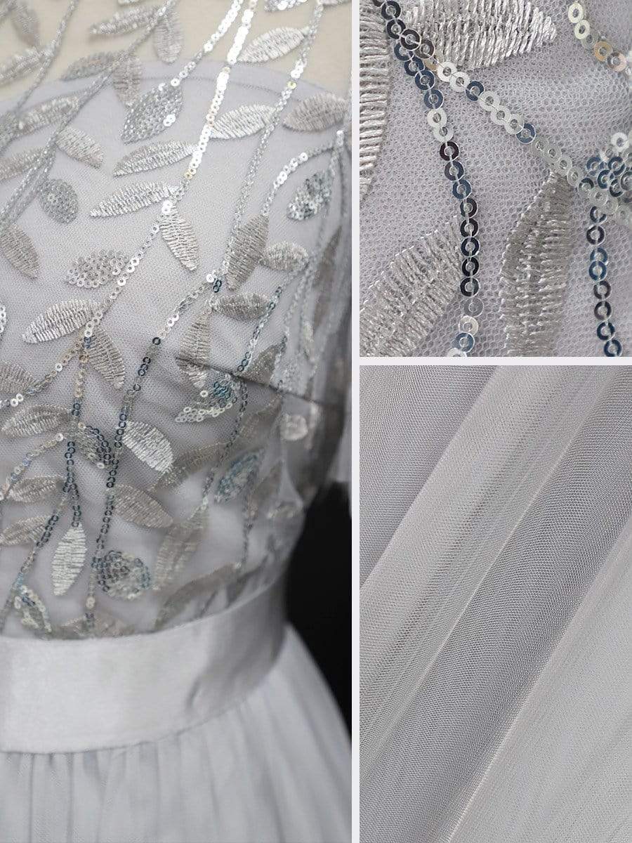 Color=Grey | Women'S A-Line Short Sleeve Embroidery Floor Length Evening Dresses-Grey 9 Color=Grey | Women'S A-Line Short Sleeve Embroidery Floor Length Evening Dresses-Grey 9