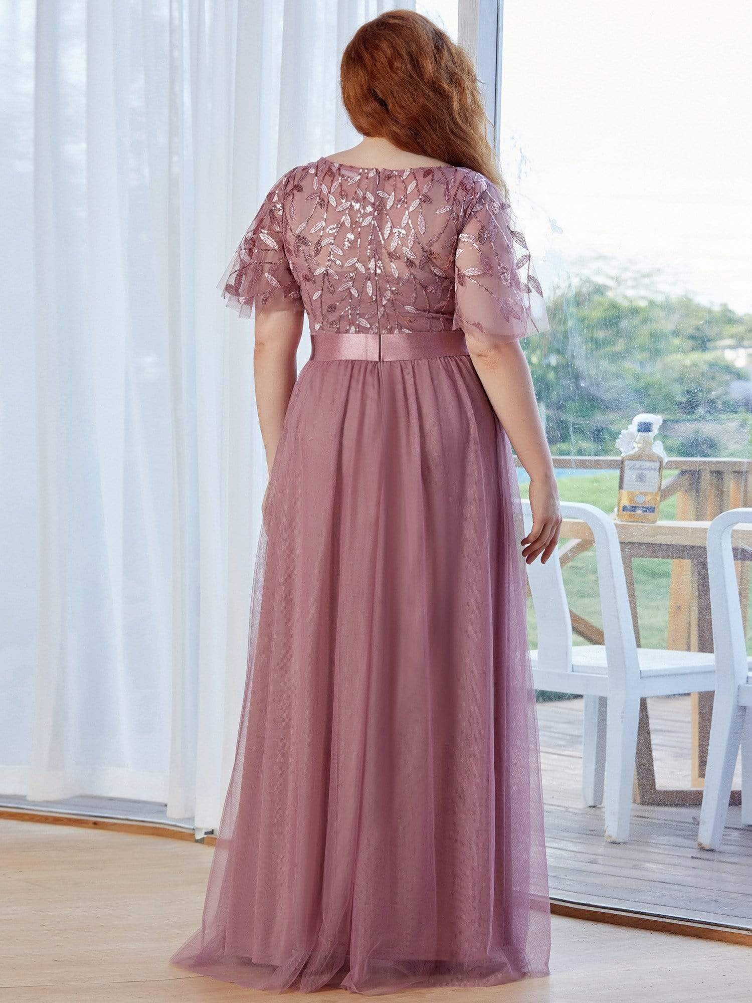 Color=Purple Orchid | Plus Size Women'S Embroidery Evening Dresses With Short Sleeve-Purple Orchid 2 Color=Purple Orchid | Plus Size Women'S Embroidery Evening Dresses With Short Sleeve-Purple Orchid 2