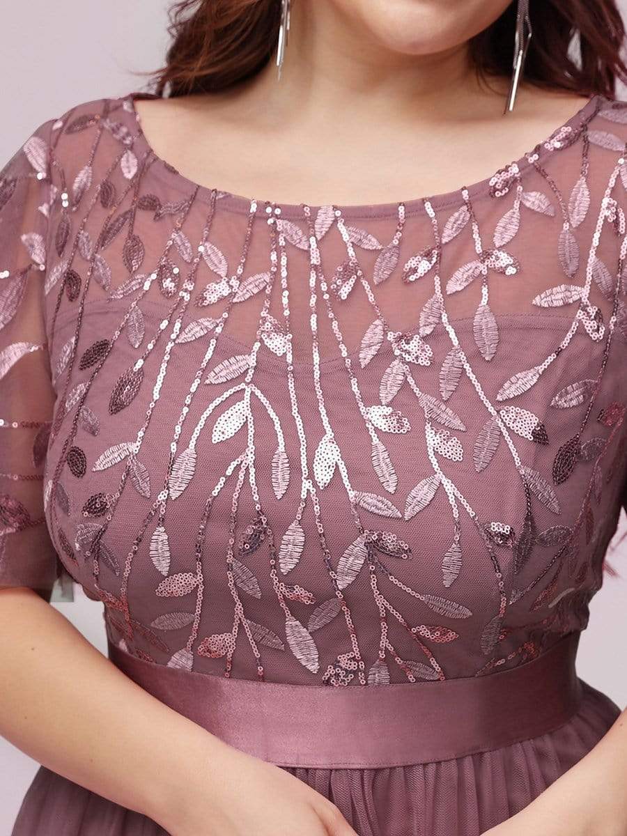 Color=Purple Orchid | Plus Size Women'S Embroidery Evening Dresses With Short Sleeve-Purple Orchid 7 Color=Purple Orchid | Plus Size Women'S Embroidery Evening Dresses With Short Sleeve-Purple Orchid 7