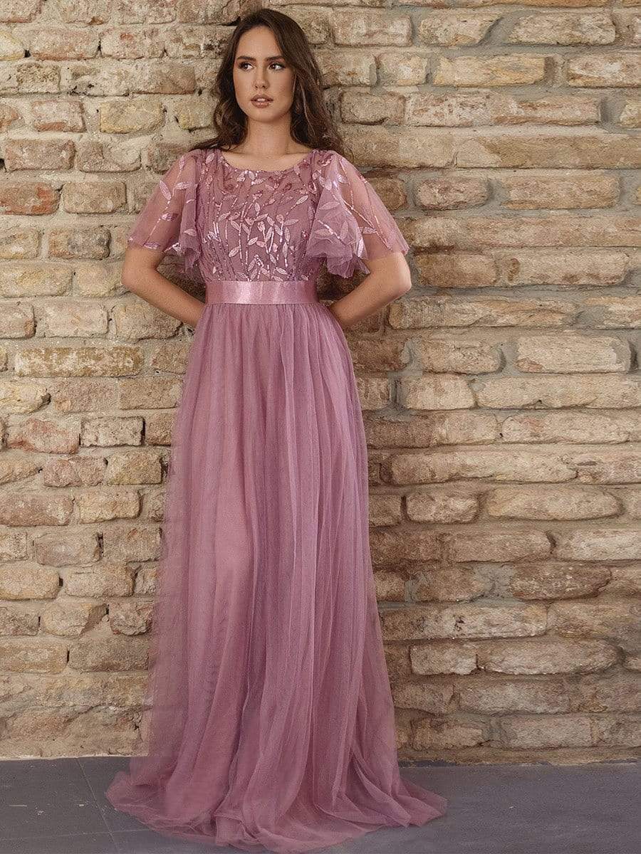 Color=Purple Orchid | Women'S A-Line Short Sleeve Embroidery Floor Length Evening Dresses-Purple Orchid 9 Color=Purple Orchid | Women'S A-Line Short Sleeve Embroidery Floor Length Evening Dresses-Purple Orchid 9