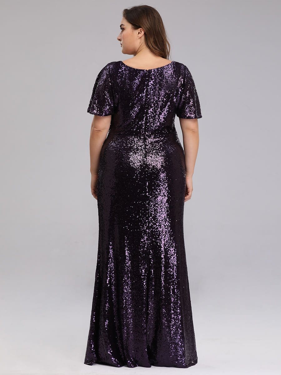 Color=Dark Purple | Women'S Plus Size Sequin Dress Mermaid Maxi Dress-Dark Purple 2 Color=Dark Purple | Women'S Plus Size Sequin Dress Mermaid Maxi Dress-Dark Purple 2