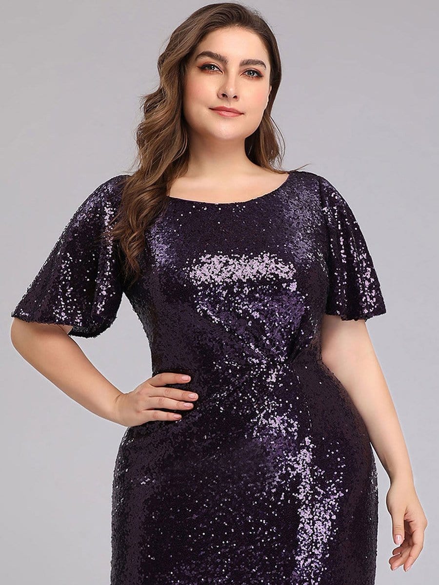 Color=Dark Purple | Women'S Plus Size Sequin Dress Mermaid Maxi Dress-Dark Purple 5 Color=Dark Purple | Women'S Plus Size Sequin Dress Mermaid Maxi Dress-Dark Purple 5
