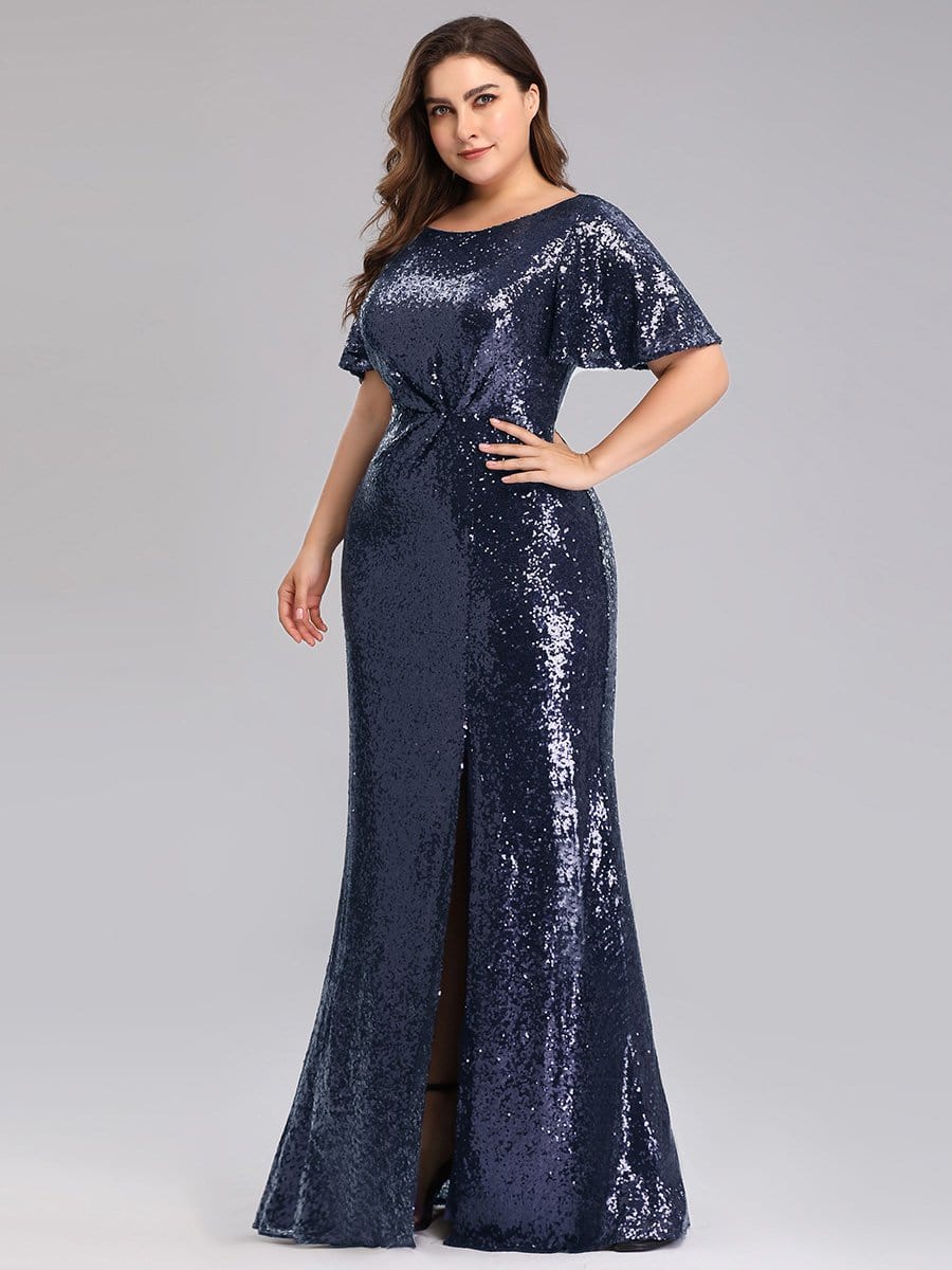 Color=Navy Blue | Women'S Plus Size Sequin Dress Mermaid Maxi Dress-Navy Blue 3 Color=Navy Blue | Women'S Plus Size Sequin Dress Mermaid Maxi Dress-Navy Blue 3