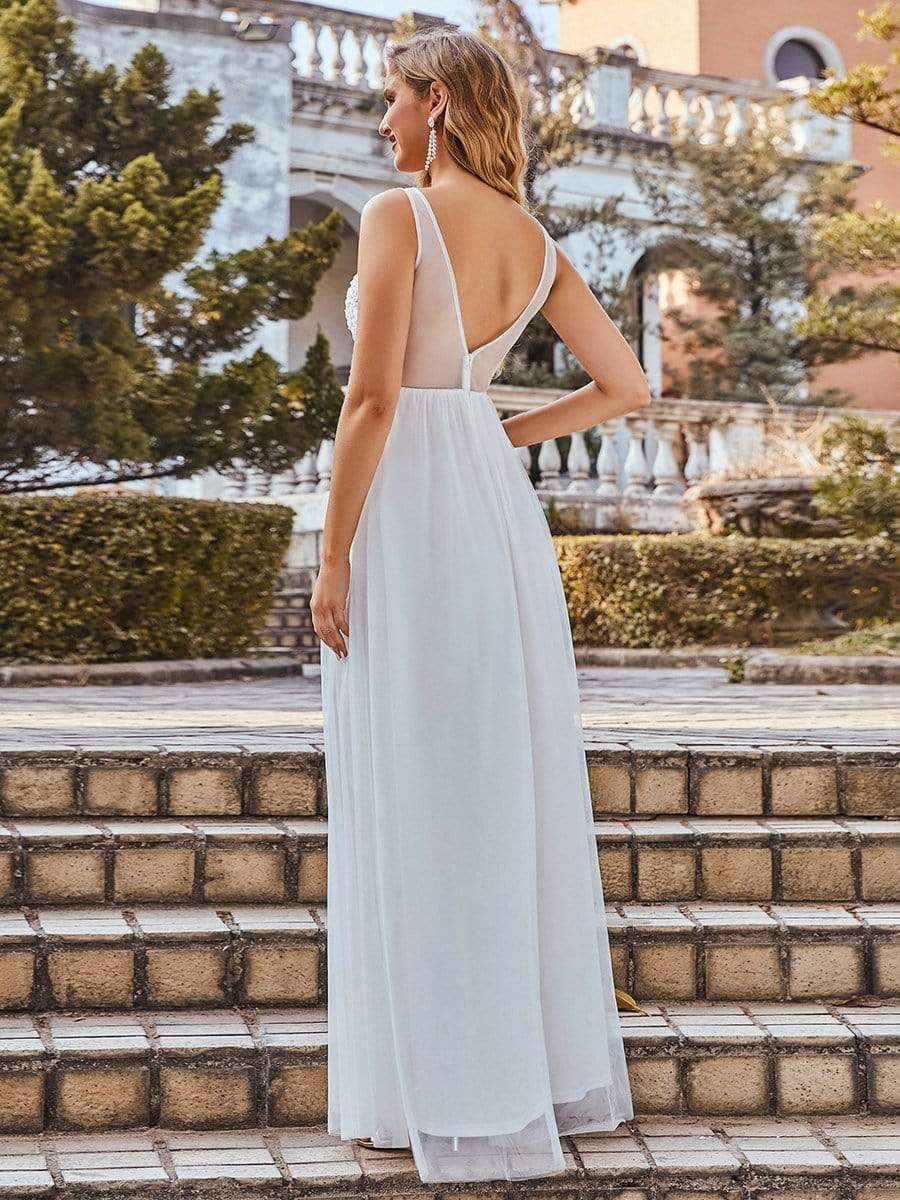 Color=Cream | Women'S A-Line V-Neck Floral Lace Appliques Bridesmaid Dress-Cream 2 Color=Cream | Women'S A-Line V-Neck Floral Lace Appliques Bridesmaid Dress-Cream 2