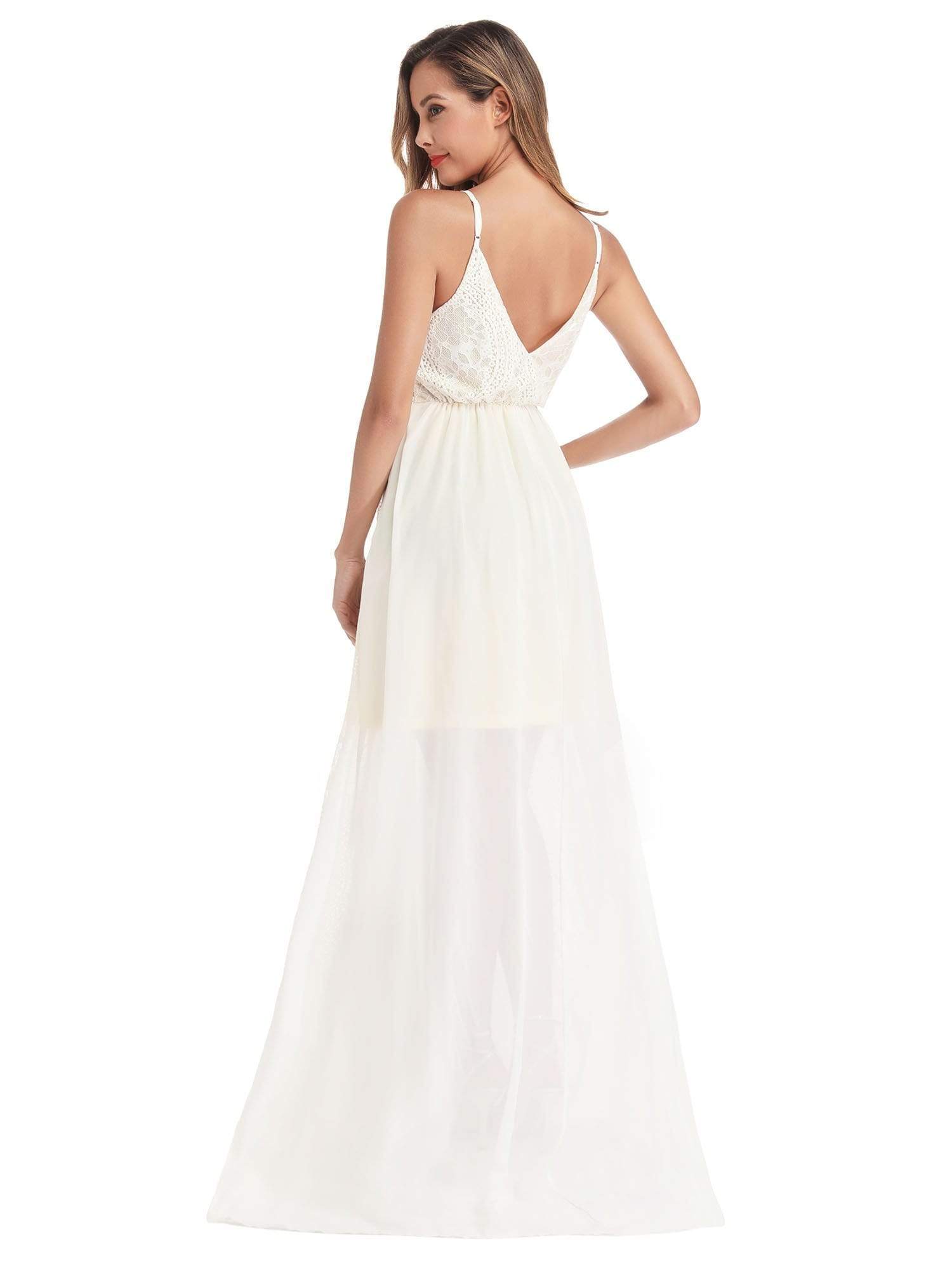 Color=Cream | V-Neck Spaghetti Straps Lace Maxi Dress-Cream 5 Color=Cream | V-Neck Spaghetti Straps Lace Maxi Dress-Cream 5