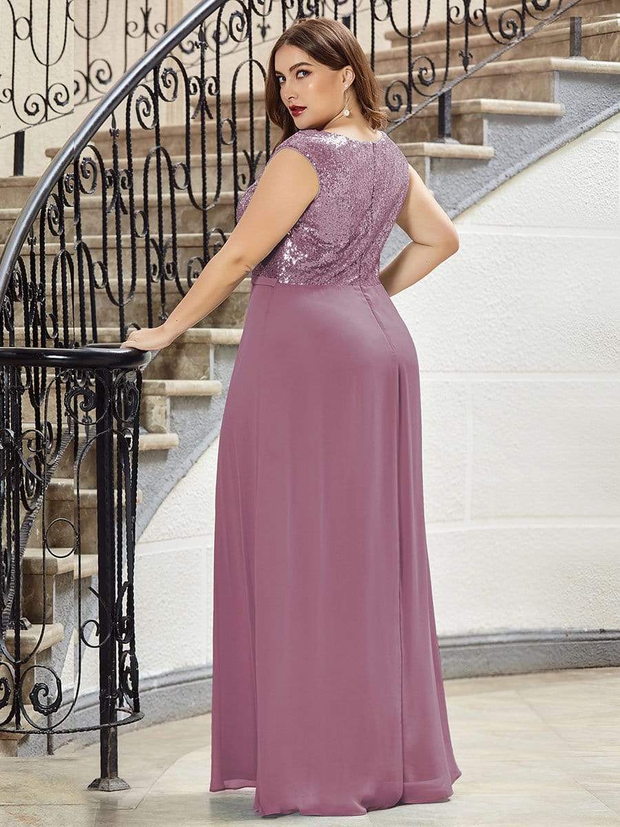 Color=Purple Orchid | Plus Size V Neck Sleeveless Floor Length Sequin Party Dress-Purple Orchid 2 Color=Purple Orchid | Plus Size V Neck Sleeveless Floor Length Sequin Party Dress-Purple Orchid 2
