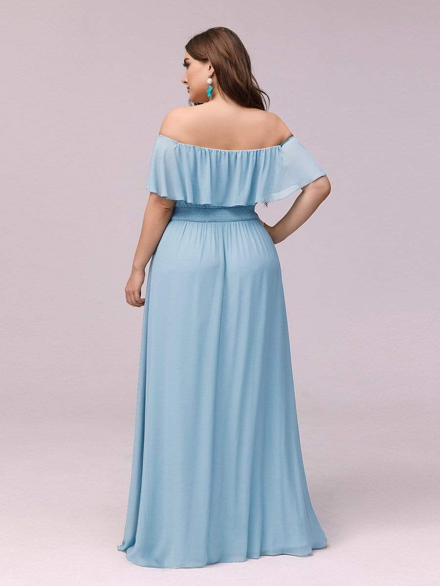 Color=Sky Blue | Women'S A-Line Off Shoulder Ruffle Thigh Split Bridesmaid Dress-Sky Blue 2 Color=Sky Blue | Women'S A-Line Off Shoulder Ruffle Thigh Split Bridesmaid Dress-Sky Blue 2