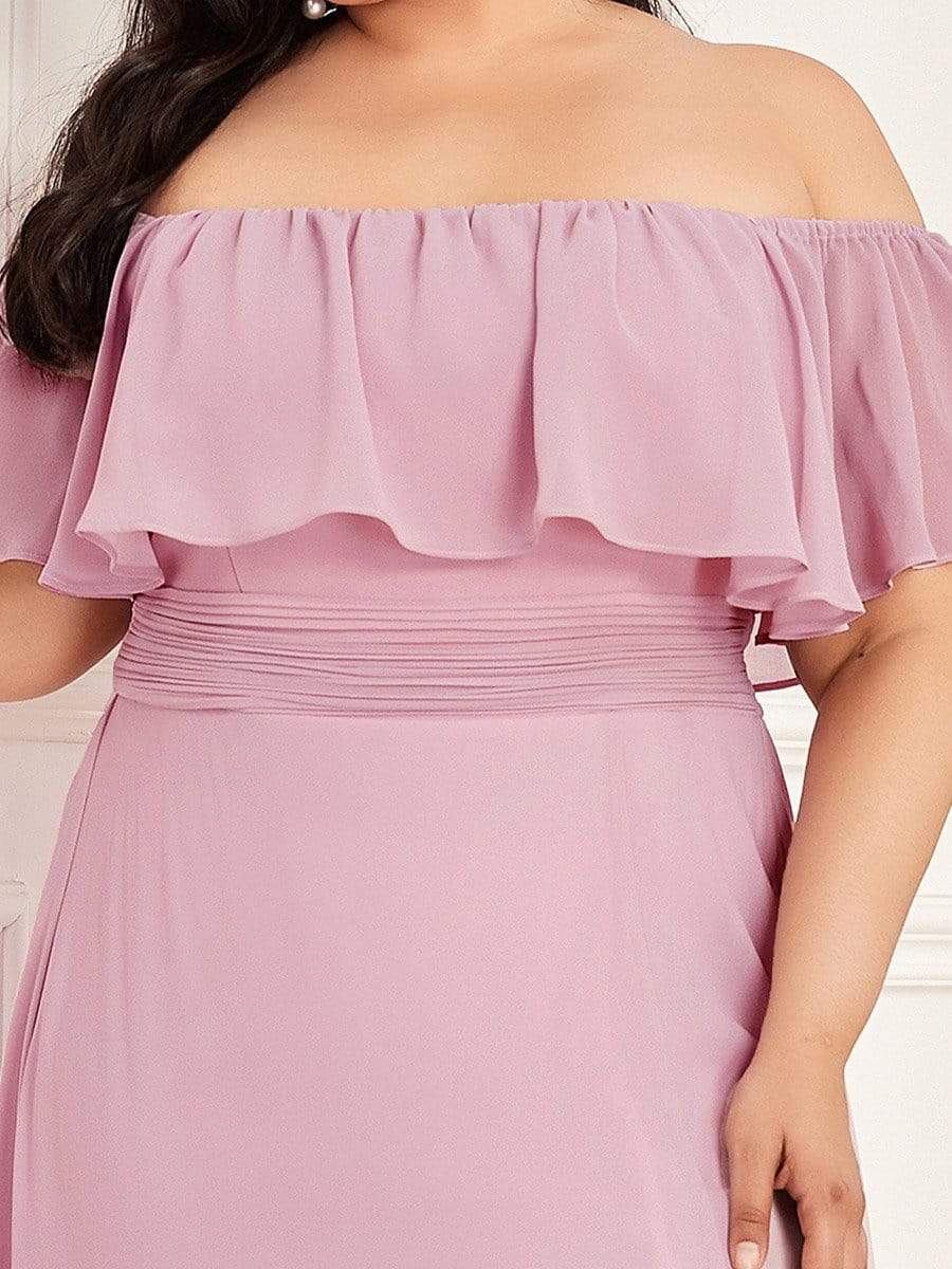 Color=Mauve | Women's A-Line Off Shoulder Ruffle Thigh Split Bridesmaid Dresses-Mauve 3 Color=Mauve | Women's A-Line Off Shoulder Ruffle Thigh Split Bridesmaid Dresses-Mauve 3