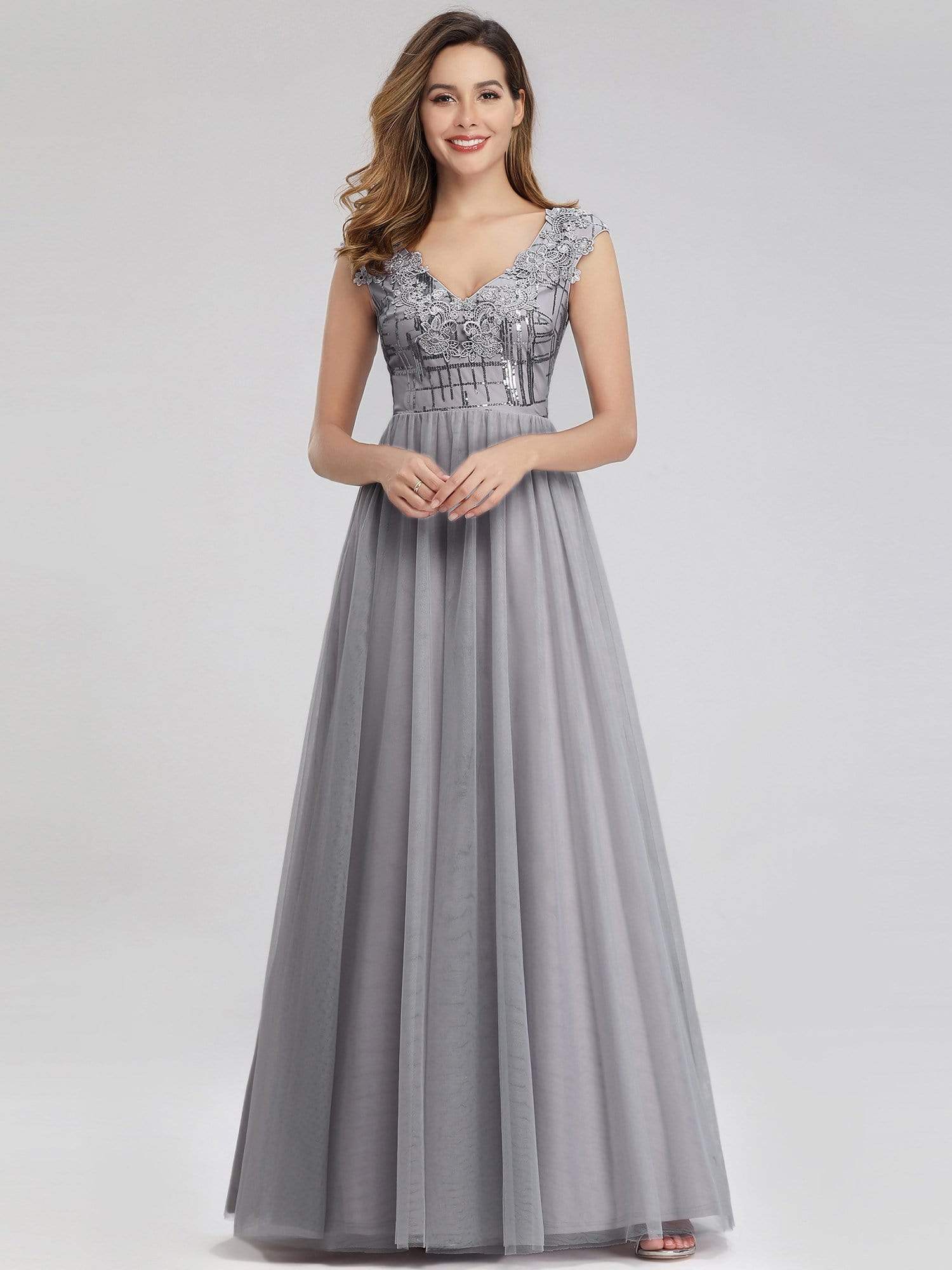 Color=Grey | Ever-Pretty Aplique Floor Length Evening Dresses-Grey 5 Color=Grey | Ever-Pretty Aplique Floor Length Evening Dresses-Grey 5