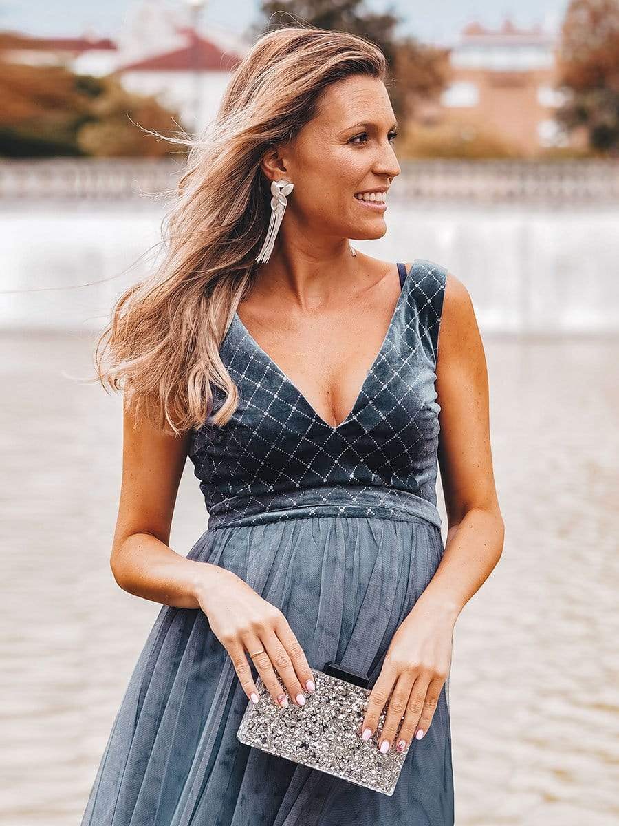 Color=Dusty Navy | Women'S A-Line V-Neck Sleeveless Floor-Length Evening Dress-Dusty Navy 6 Color=Dusty Navy | Women'S A-Line V-Neck Sleeveless Floor-Length Evening Dress-Dusty Navy 6