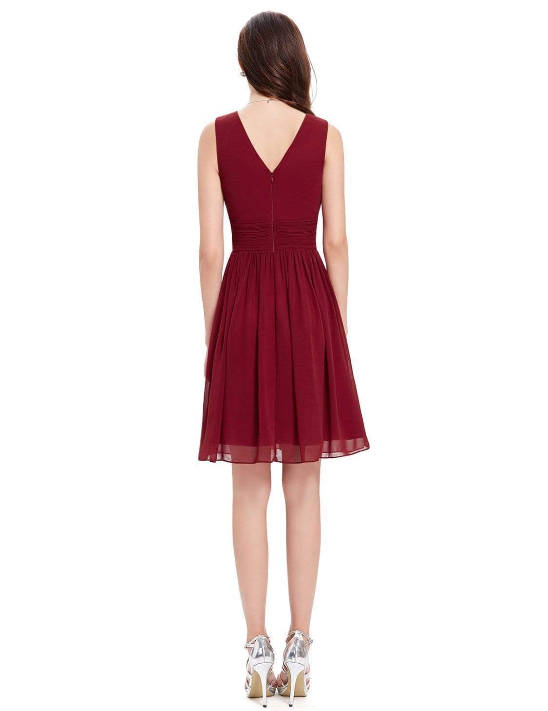 Color=Burgundy | Short Sleeveless Party Dress With V-Neck-Burgundy 10 Color=Burgundy | Short Sleeveless Party Dress With V-Neck-Burgundy 10
