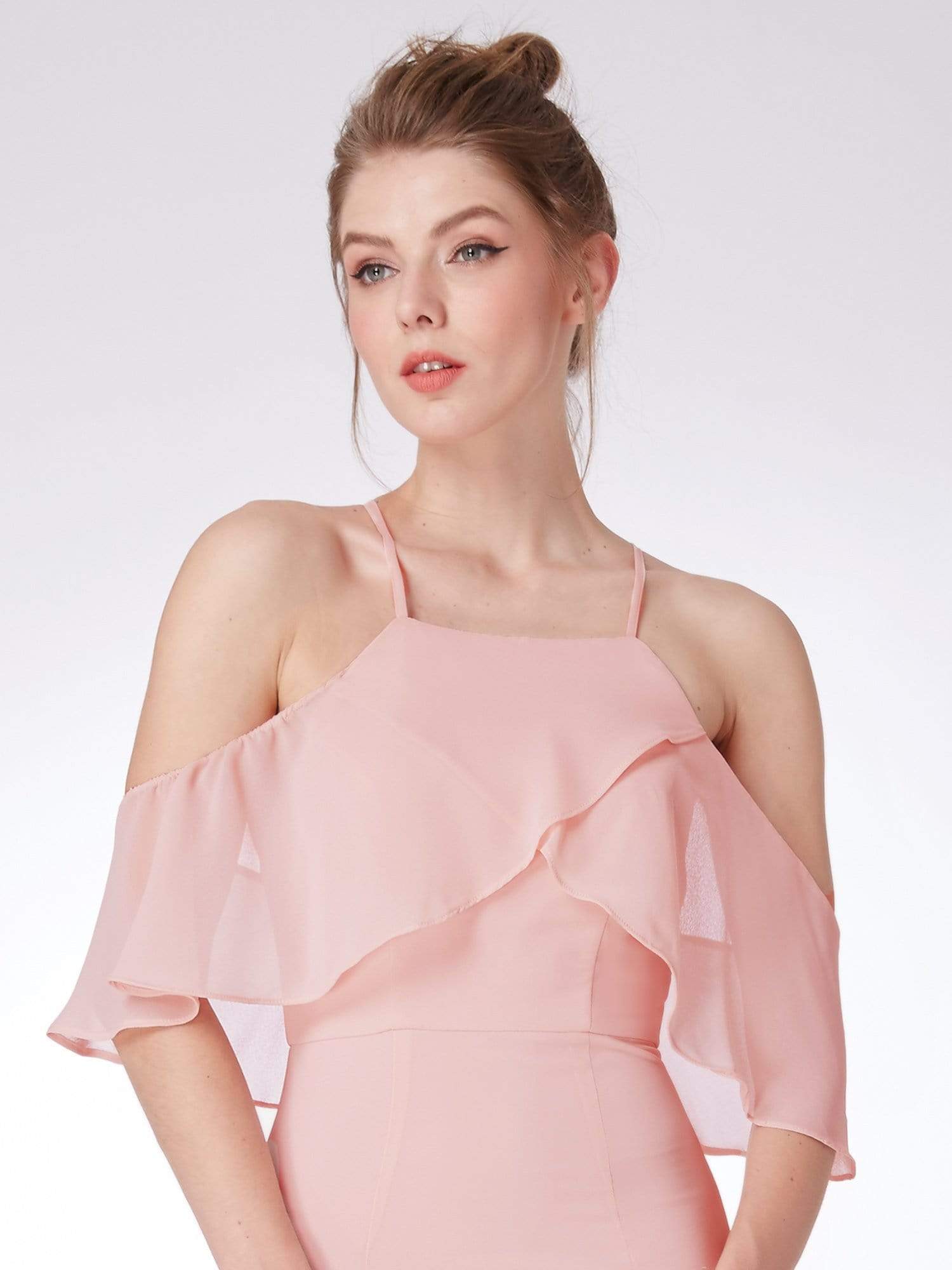 Color=Pink | Short Cold Shoulder Party Dress-Pink 6 Color=Pink | Short Cold Shoulder Party Dress-Pink 6