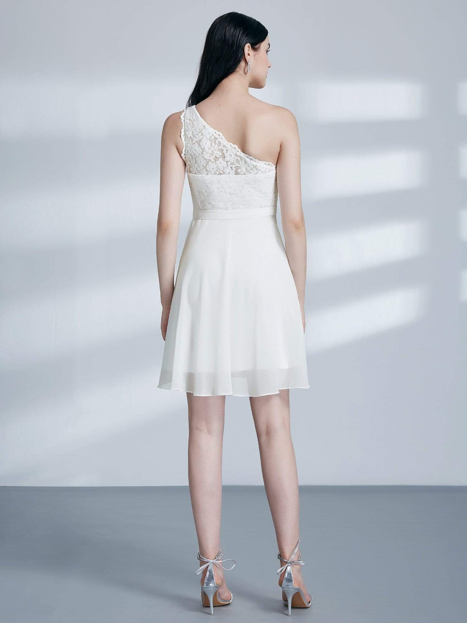 Color=White | Short One Shoulder White Party Dress-White 4 Color=White | Short One Shoulder White Party Dress-White 4