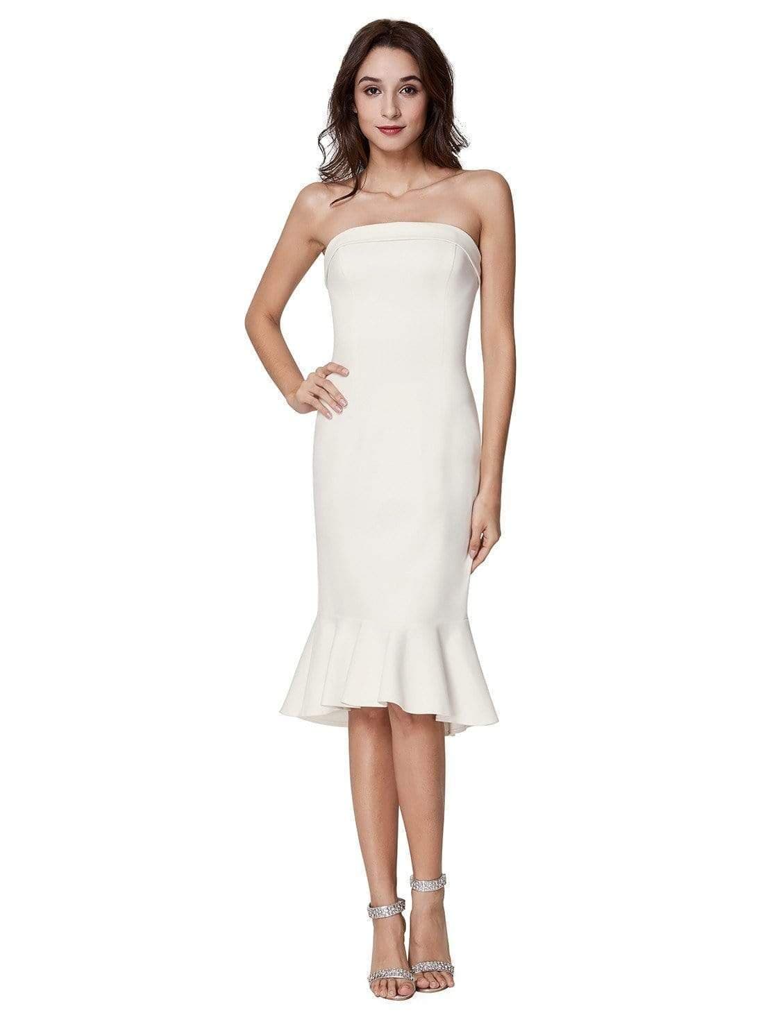 Color=White | Sexy Fitted Strapless Cocktail Dress-White 2 Color=White | Sexy Fitted Strapless Cocktail Dress-White 2