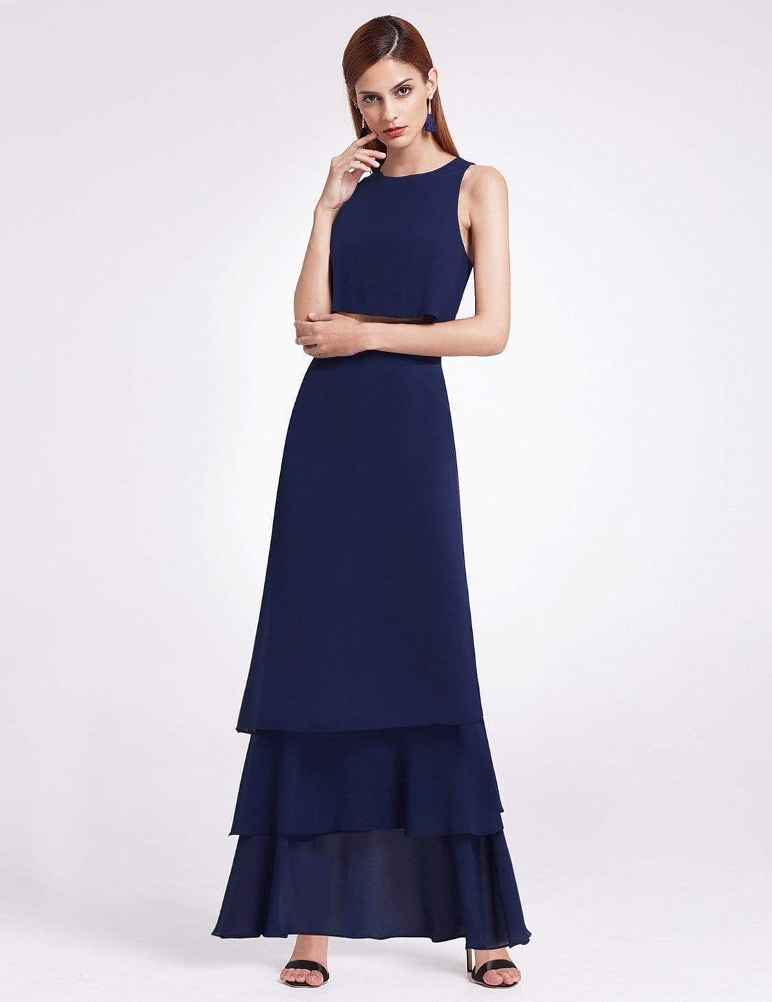Color=Navy Blue | Two Piece Maxi Skirt And Top Bridesmaid Set-Navy Blue 5 Color=Navy Blue | Two Piece Maxi Skirt And Top Bridesmaid Set-Navy Blue 5