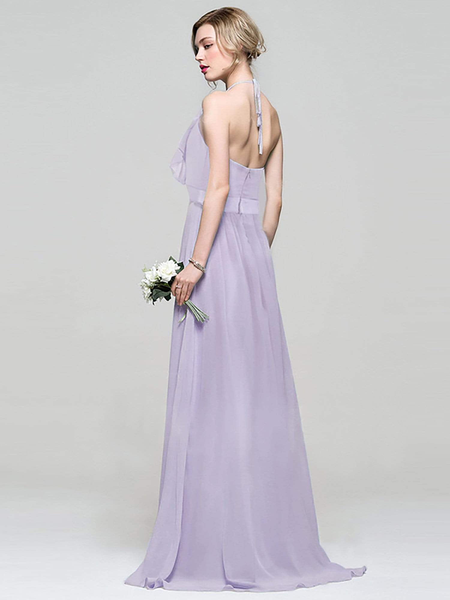 Color=Dark Lavender | Sleeveless Long Halter Neck Bridesmaid Dress-Dark Lavender 6 Color=Dark Lavender | Sleeveless Long Halter Neck Bridesmaid Dress-Dark Lavender 6