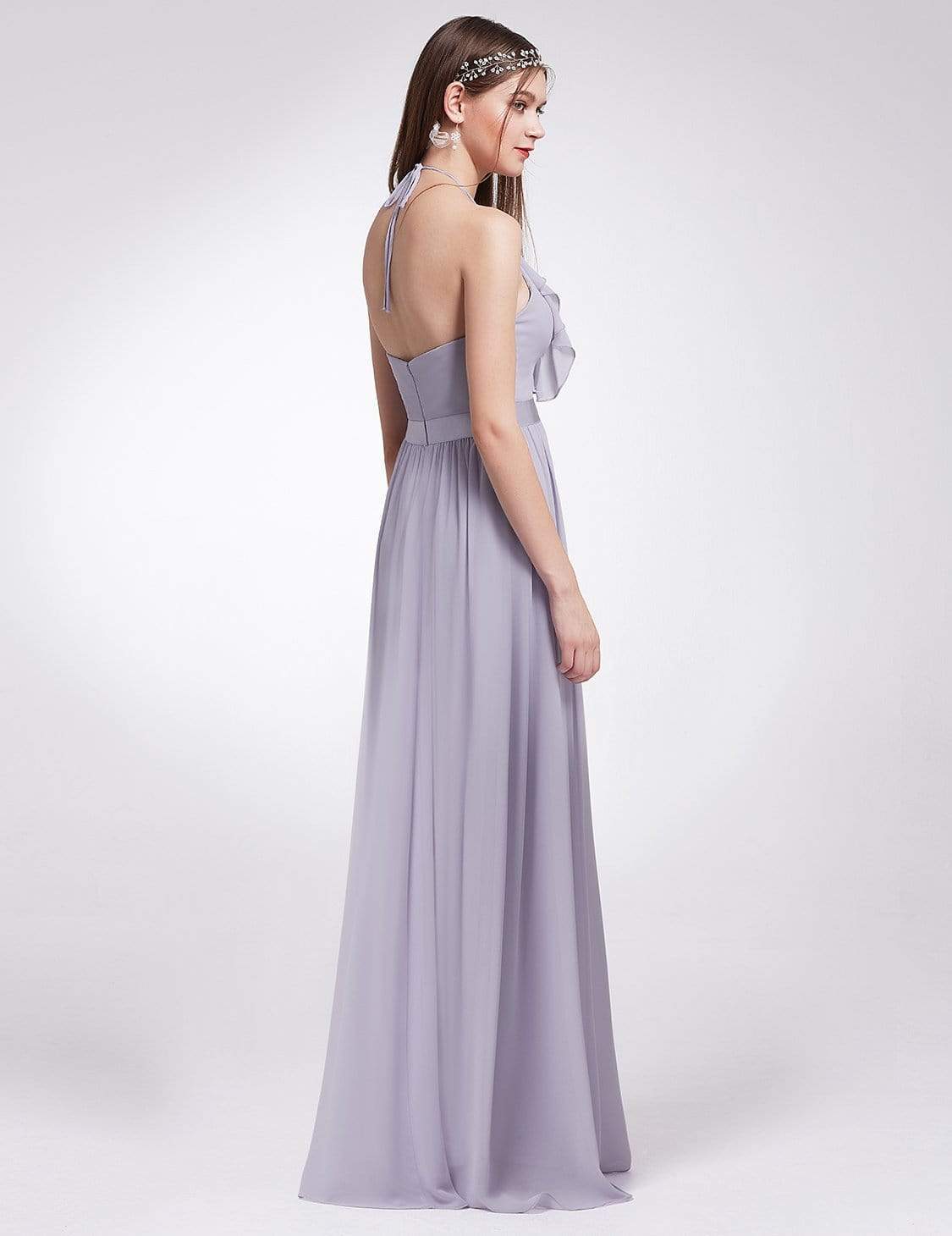 Color=Dark Lavender | Sleeveless Long Halter Neck Bridesmaid Dress-Dark Lavender 5 Color=Dark Lavender | Sleeveless Long Halter Neck Bridesmaid Dress-Dark Lavender 5