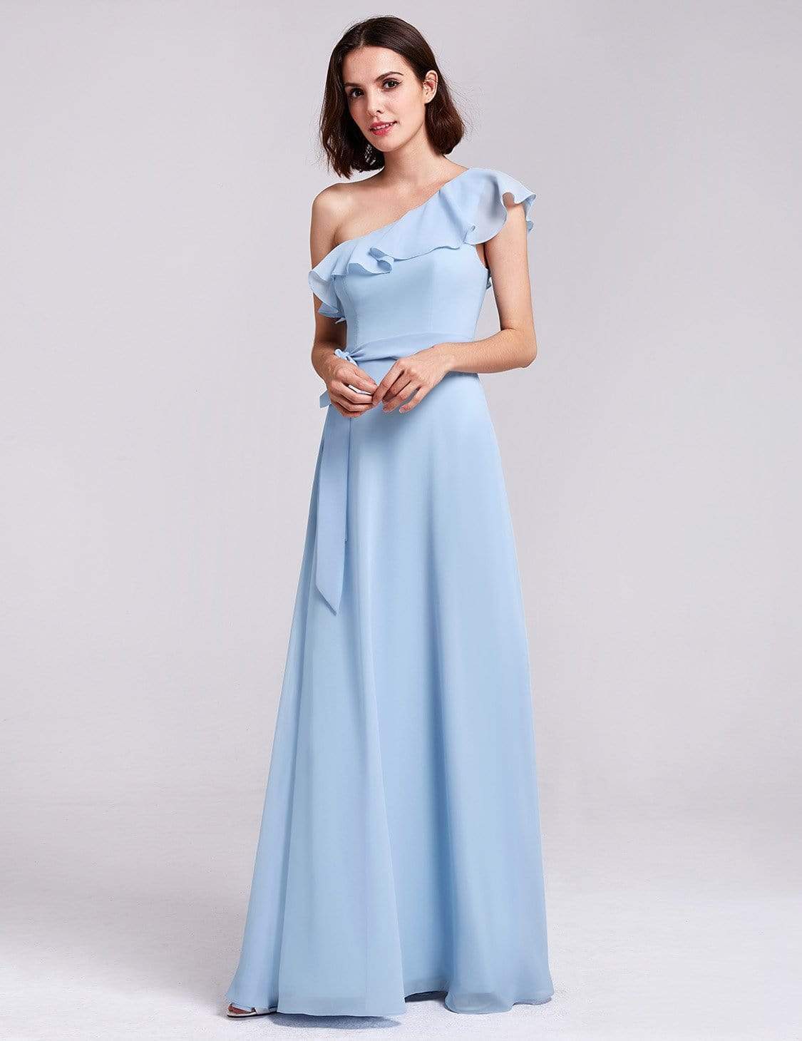 Color=Sky Blue | One Shoulder Ruffles Long Bridesmaid Dress-Sky Blue 1 Color=Sky Blue | One Shoulder Ruffles Long Bridesmaid Dress-Sky Blue 1