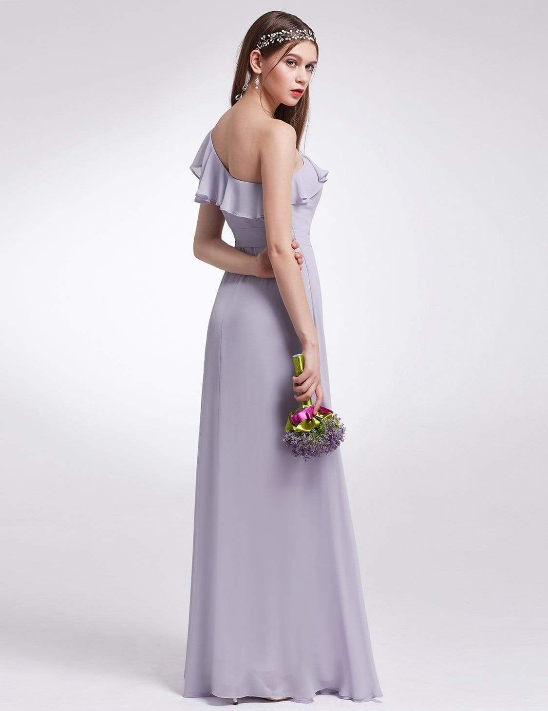 Color=Dark Lavender | One Shoulder Ruffles Long Bridesmaid Dress-Dark Lavender 2 Color=Dark Lavender | One Shoulder Ruffles Long Bridesmaid Dress-Dark Lavender 2