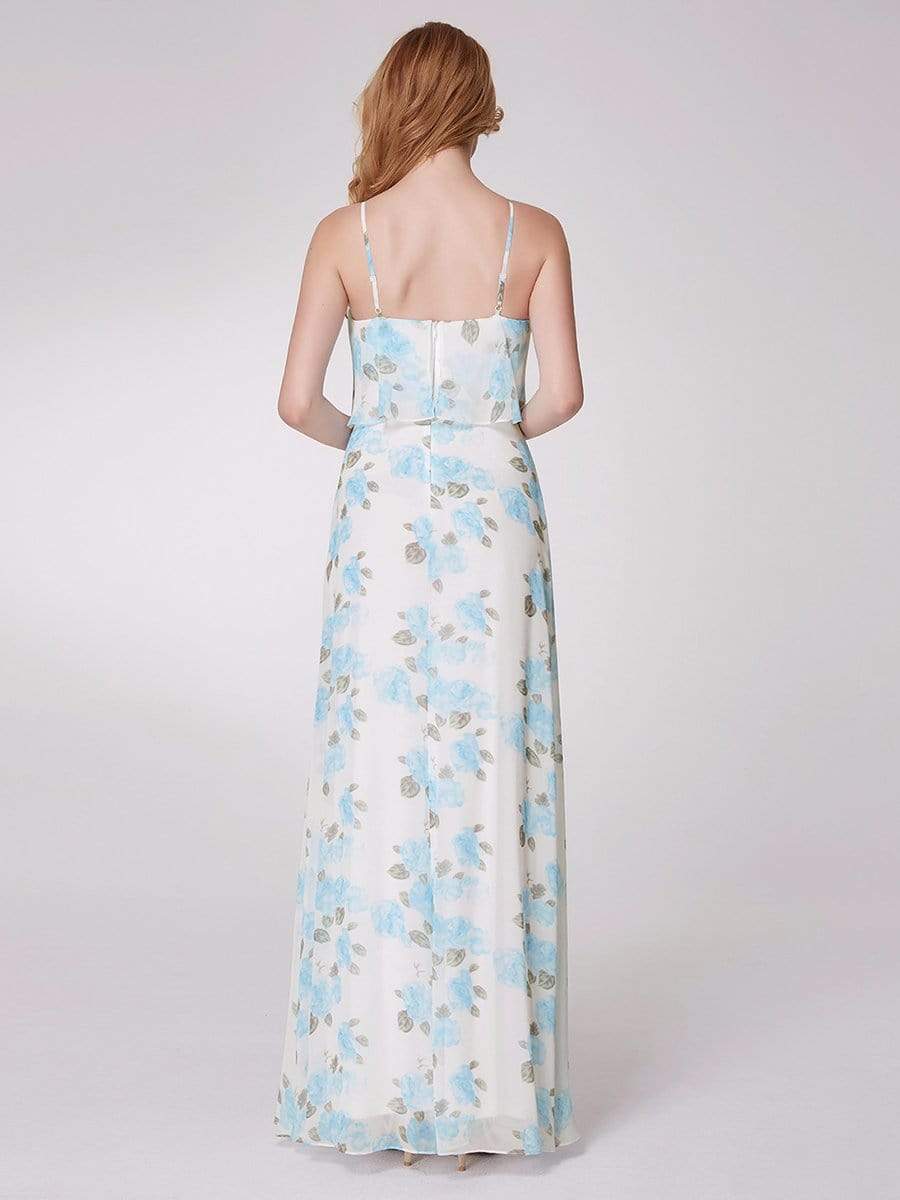 Color=Sky Blue | Spaghetti Straps Long Floral Print Maxi Dress-Sky Blue 2 Color=Sky Blue | Spaghetti Straps Long Floral Print Maxi Dress-Sky Blue 2