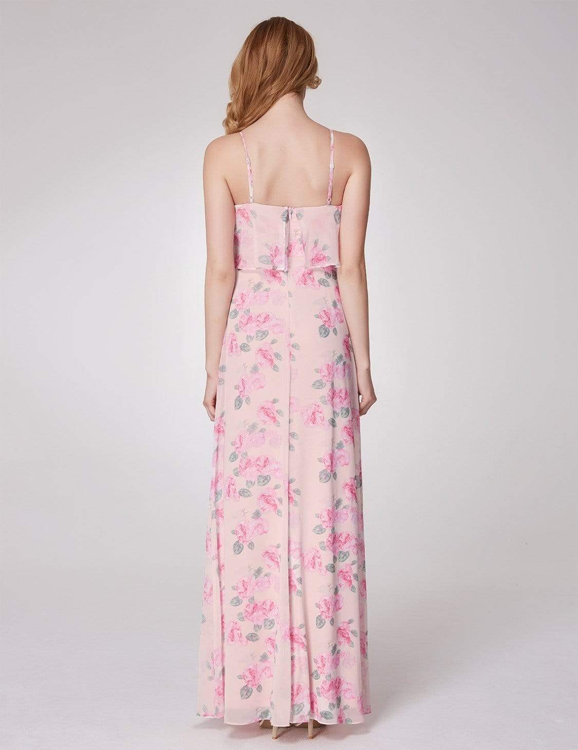 Color=Pink | Spaghetti Straps Long Floral Print Maxi Dress-Pink 7 Color=Pink | Spaghetti Straps Long Floral Print Maxi Dress-Pink 7