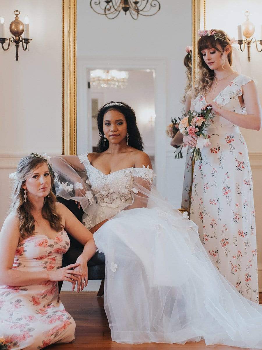 COLOR=Pink | Strapless Long Floral Print Maxi Dress-Pink 13 COLOR=Pink | Strapless Long Floral Print Maxi Dress-Pink 13