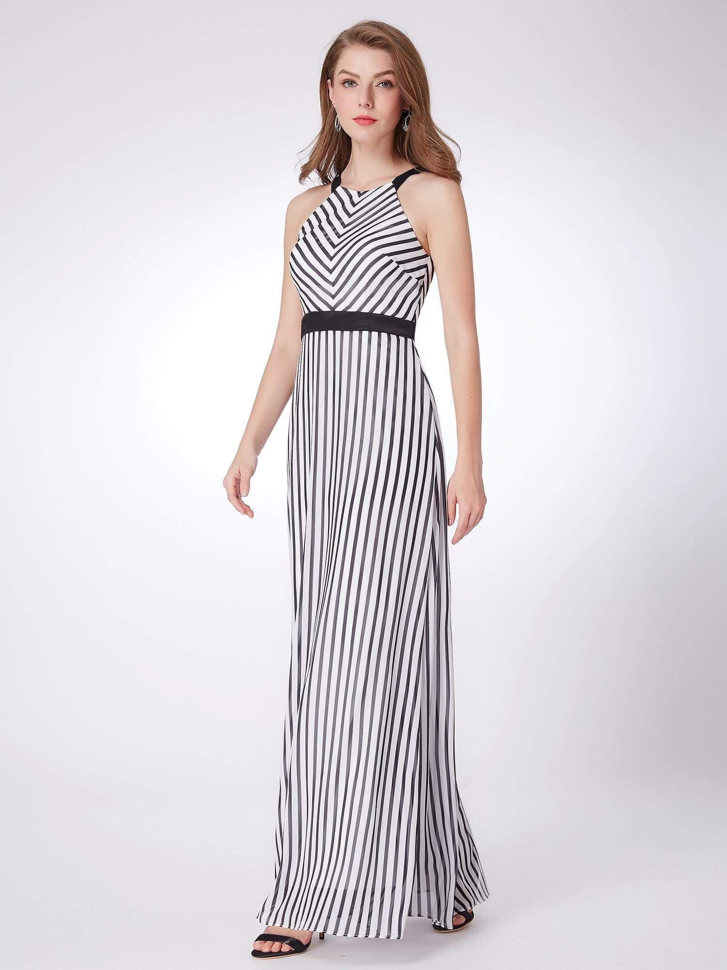 Color=Black& White | Black And White Striped Maxi Dress-Black& White 4 Color=Black& White | Black And White Striped Maxi Dress-Black& White 4