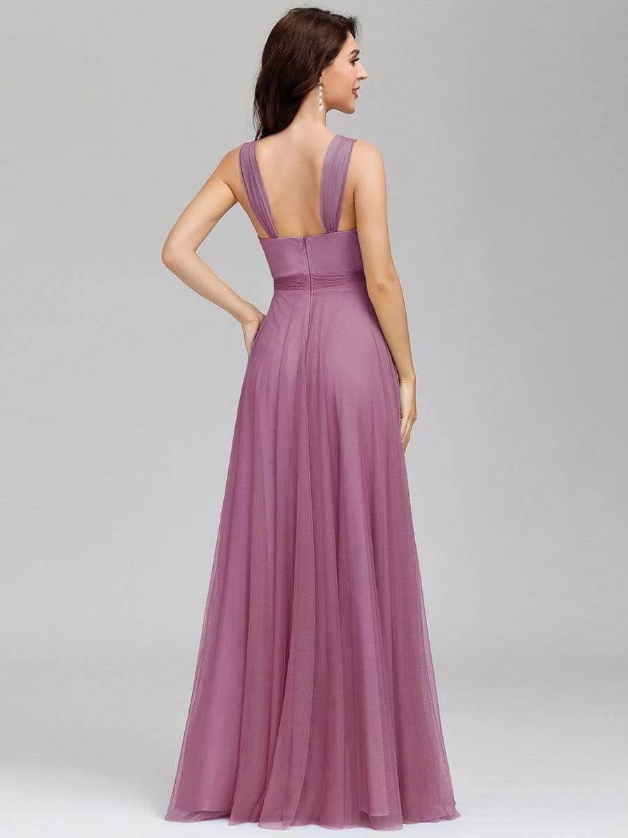 COLOR=Purple Orchid | Floor Length V Neck Evening Gown-Purple Orchid 5 COLOR=Purple Orchid | Floor Length V Neck Evening Gown-Purple Orchid 5
