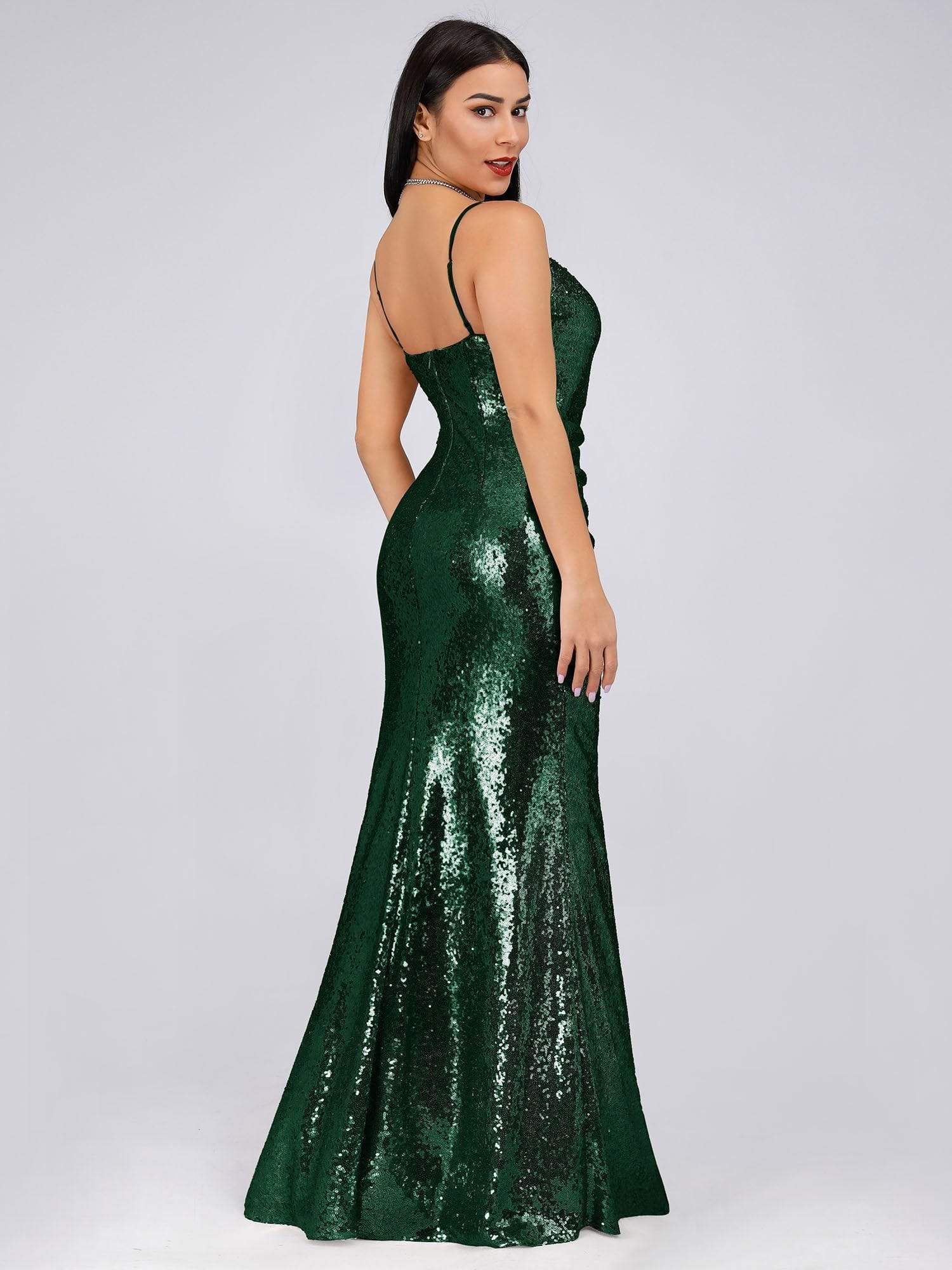 COLOR=Dark Green | Sexy Sequin Evening Gown-Dark Green 7