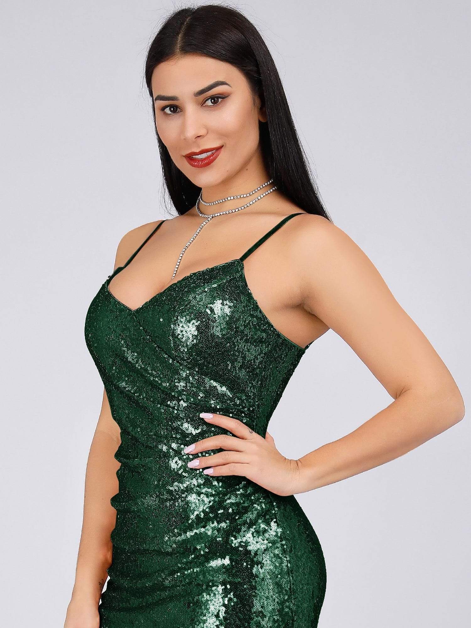 COLOR=Dark Green | Sexy Sequin Evening Gown-Dark Green 8 COLOR=Dark Green | Sexy Sequin Evening Gown-Dark Green 8