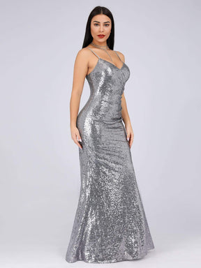 COLOR=Grey | Sexy Sequin Evening Gown-Grey 2