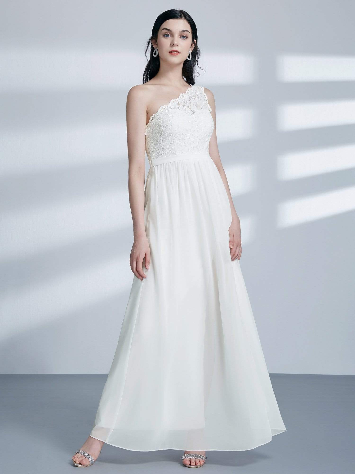 Color=Cream | Long One Shoulder Formal Party Dress-Cream 4 Color=Cream | Long One Shoulder Formal Party Dress-Cream 4