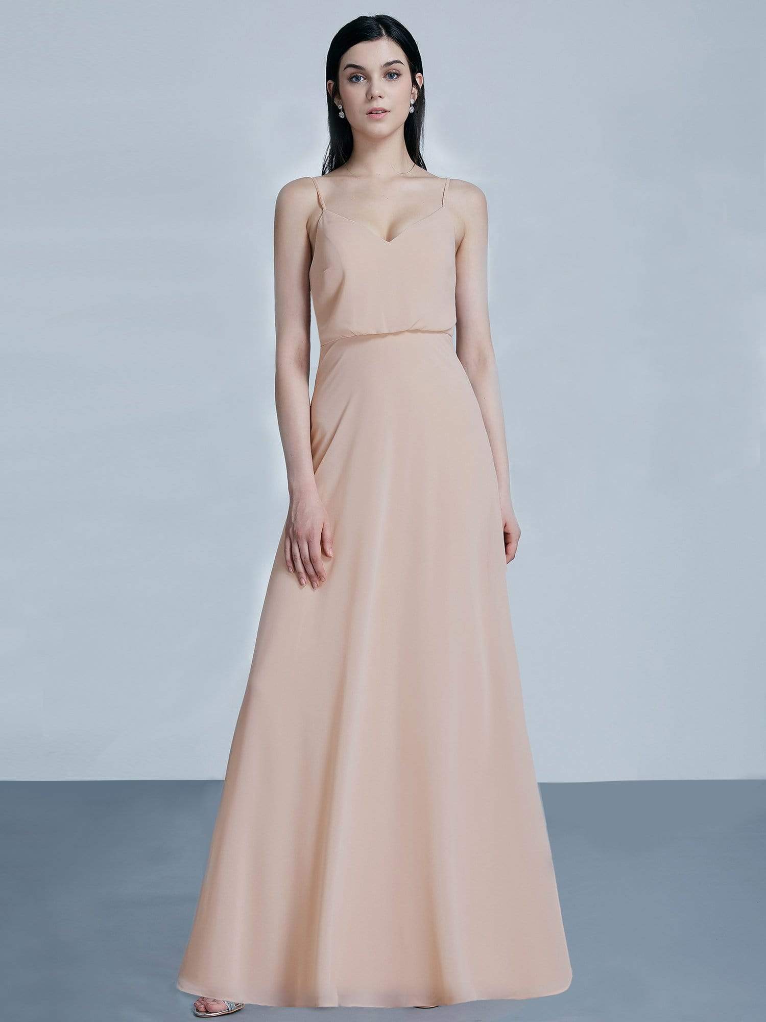 Color=Blush | Sleeveless Floor Length Chiffon Bridesmaid Dress-Blush 1 Color=Blush | Sleeveless Floor Length Chiffon Bridesmaid Dress-Blush 1