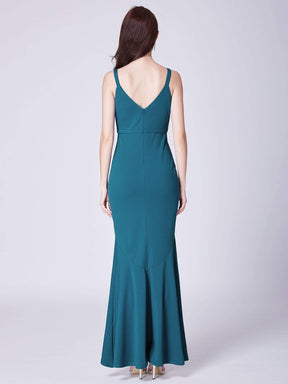 Color=Blue Ink | High Low Body Con Evening Party Dress-Blue Ink 3