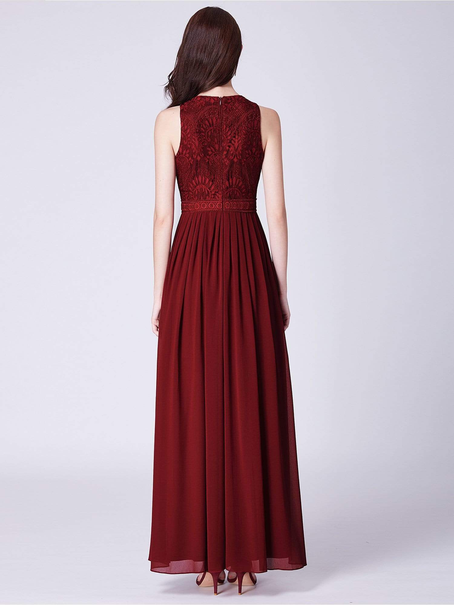 Color=Burgundy | Sleeveless High Collar Long A Line Evening Dress-Burgundy 7 Color=Burgundy | Sleeveless High Collar Long A Line Evening Dress-Burgundy 7