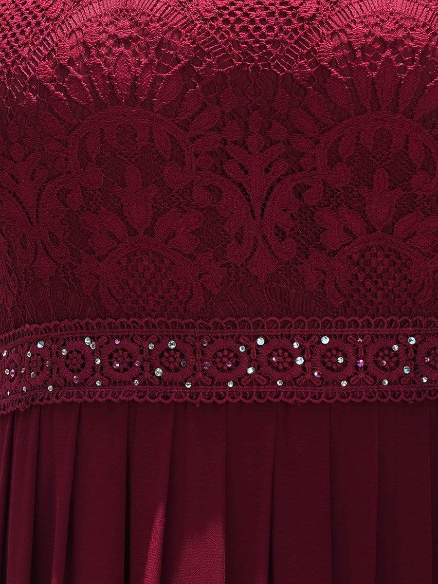 Color=Burgundy | Sleeveless High Collar Long A Line Evening Dress-Burgundy 4 Color=Burgundy | Sleeveless High Collar Long A Line Evening Dress-Burgundy 4