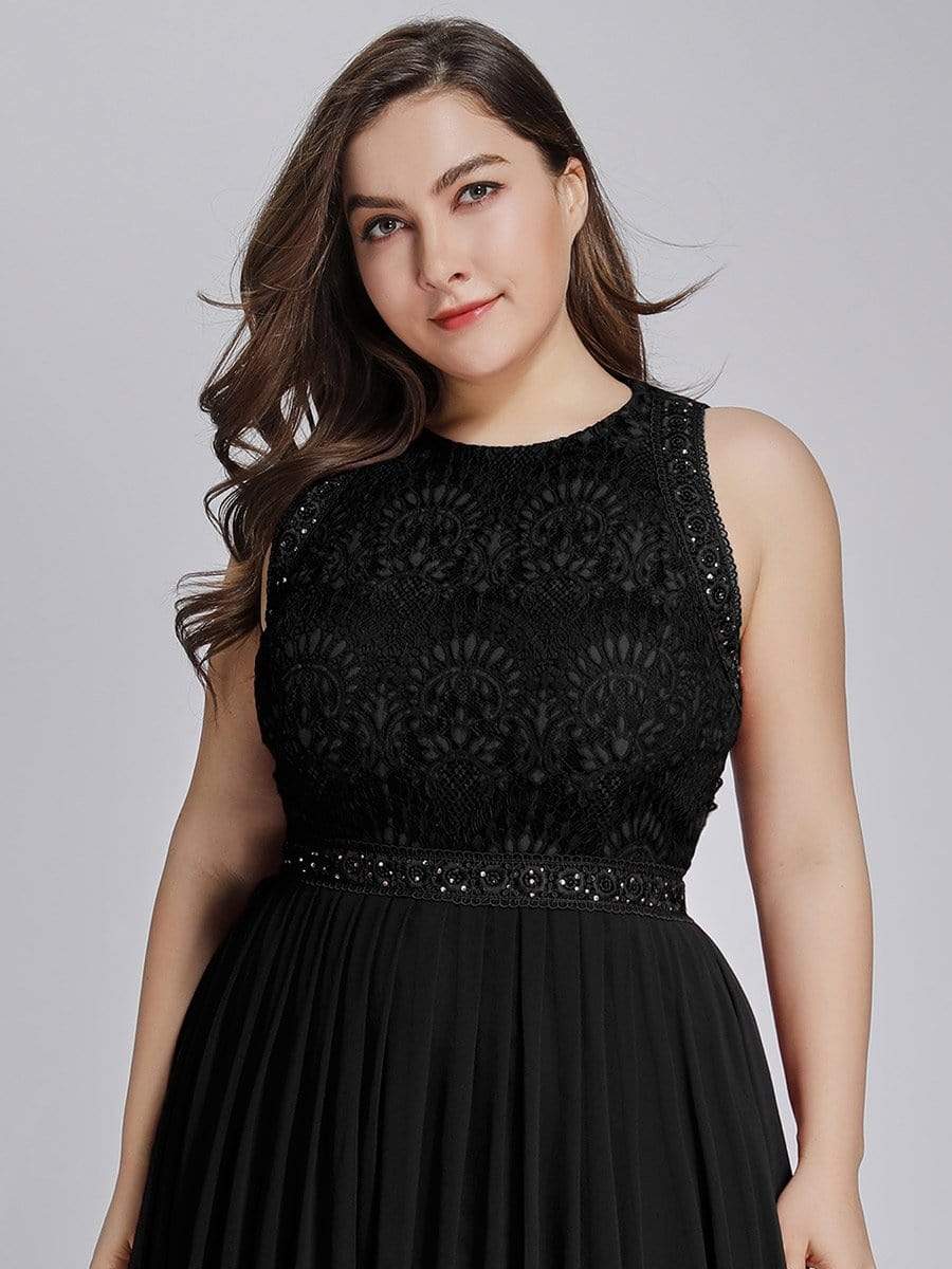 COLOR=Black | Sleeveless Maxi Long A Line Plus Size Lace Evening Dresses-Black 3 COLOR=Black | Sleeveless Maxi Long A Line Plus Size Lace Evening Dresses-Black 3