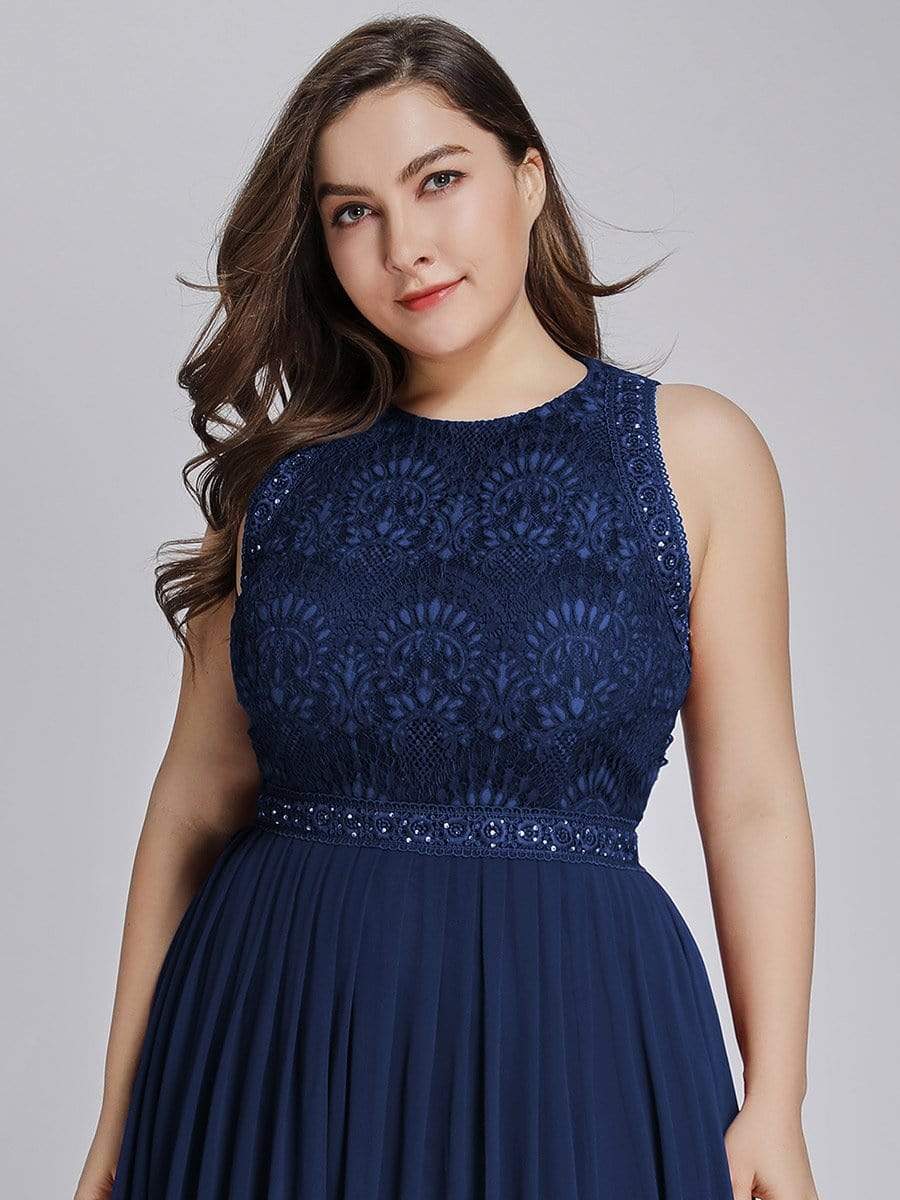 COLOR=Navy Blue | Sleeveless Maxi Long A Line Plus Size Lace Evening Dresses-Navy Blue 5 COLOR=Navy Blue | Sleeveless Maxi Long A Line Plus Size Lace Evening Dresses-Navy Blue 5