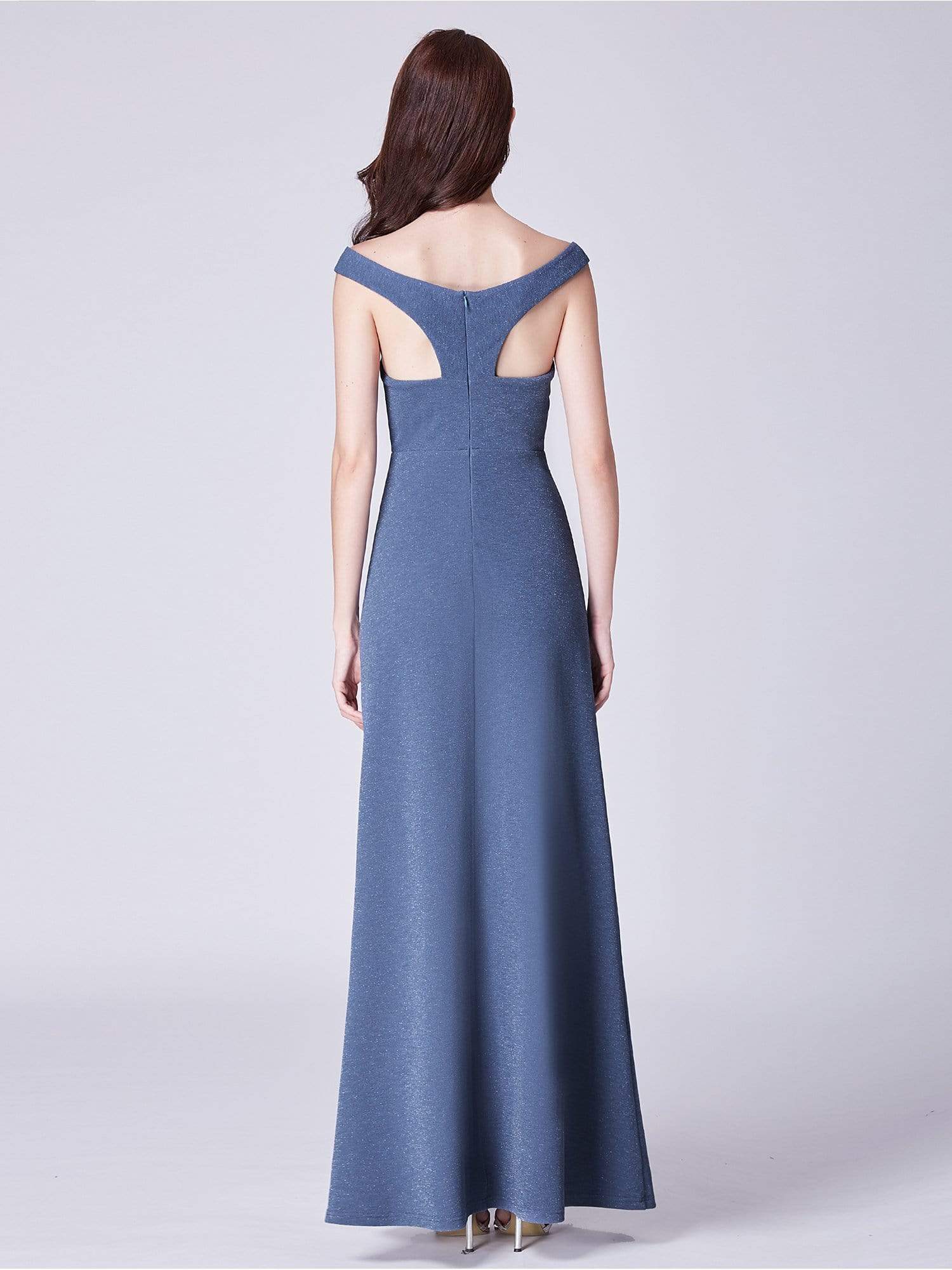 Color=Dusty Navy | Long Shimmery Off Shoulder Evening Dress-Dusty Navy 2 Color=Dusty Navy | Long Shimmery Off Shoulder Evening Dress-Dusty Navy 2