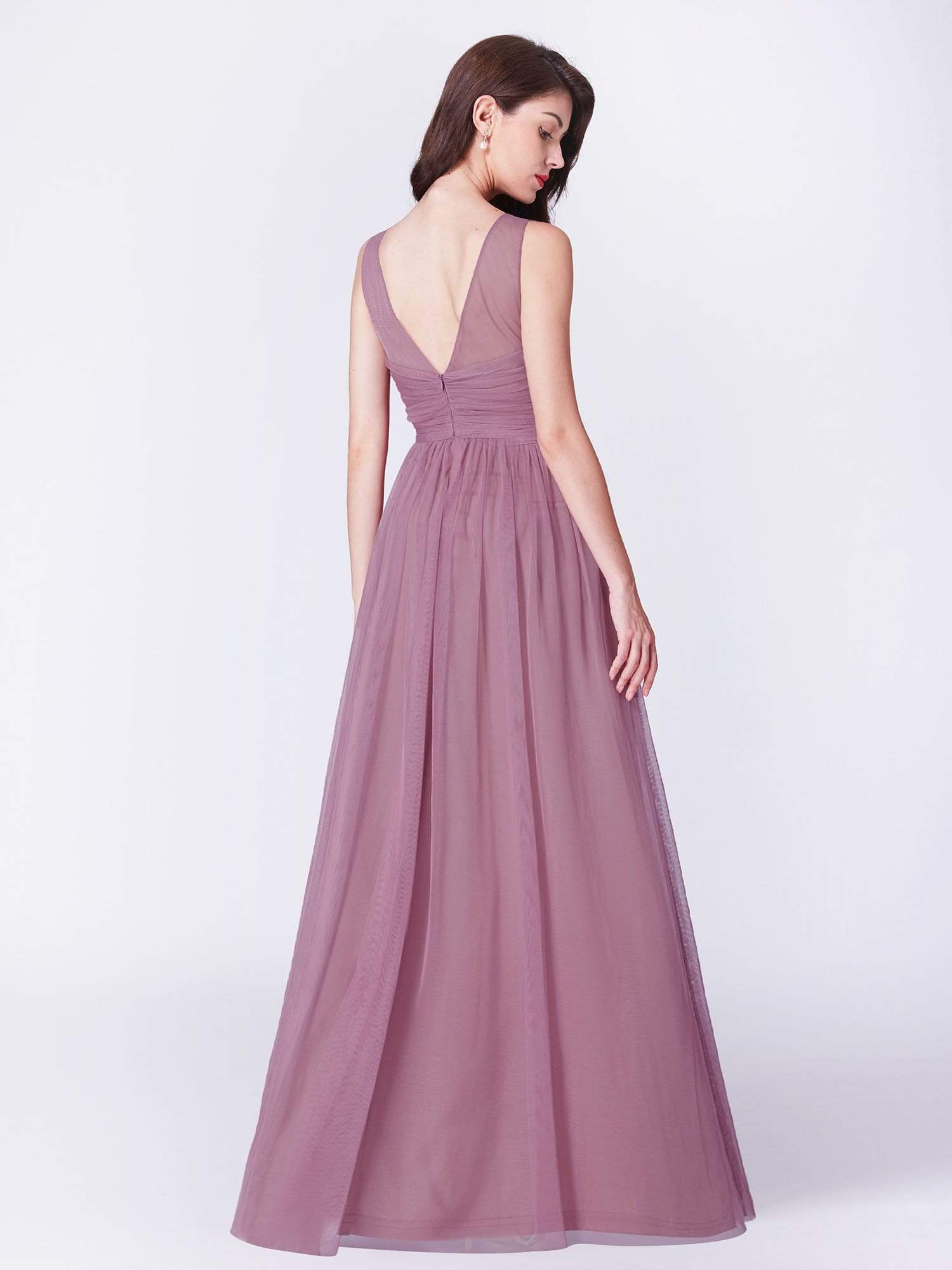 Color=Purple Orchid | V Neck Long A Line Party Dress-Purple Orchid 2 Color=Purple Orchid | V Neck Long A Line Party Dress-Purple Orchid 2