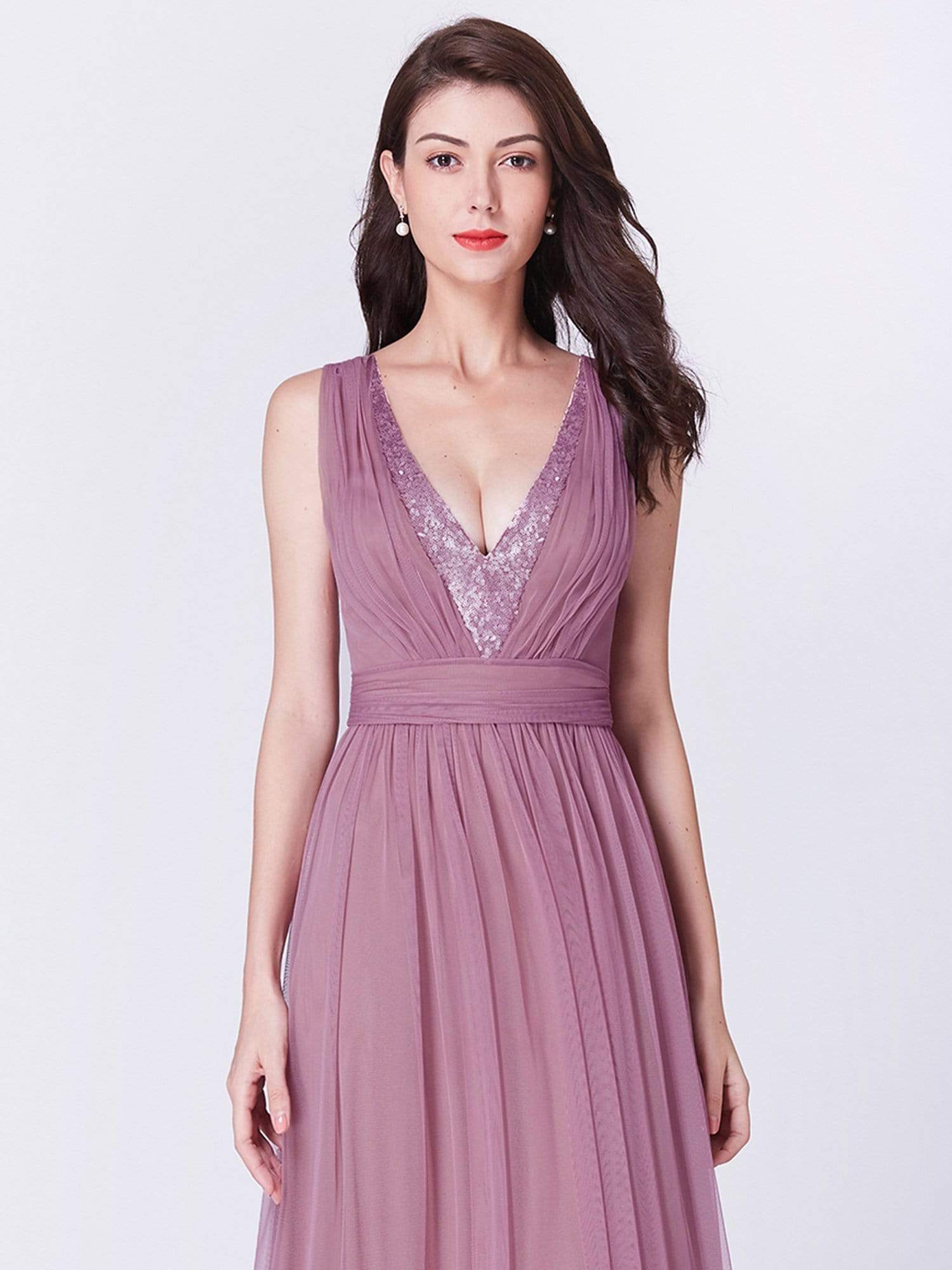 Color=Purple Orchid | V Neck Long A Line Party Dress-Purple Orchid 5 Color=Purple Orchid | V Neck Long A Line Party Dress-Purple Orchid 5