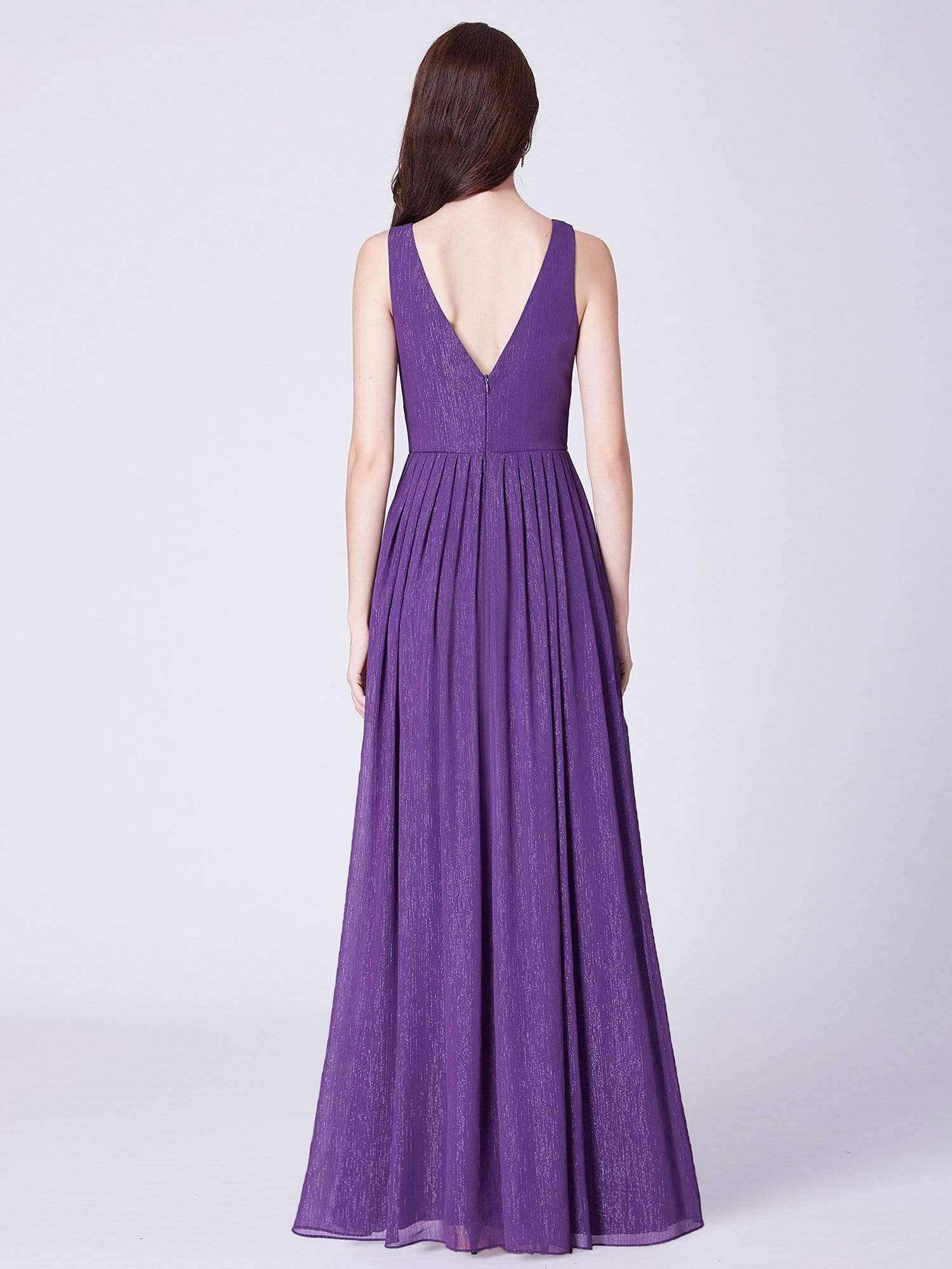 Color=Dark Purple | V Neck Long Formal Maxi Dress-Dark Purple 3 Color=Dark Purple | V Neck Long Formal Maxi Dress-Dark Purple 3