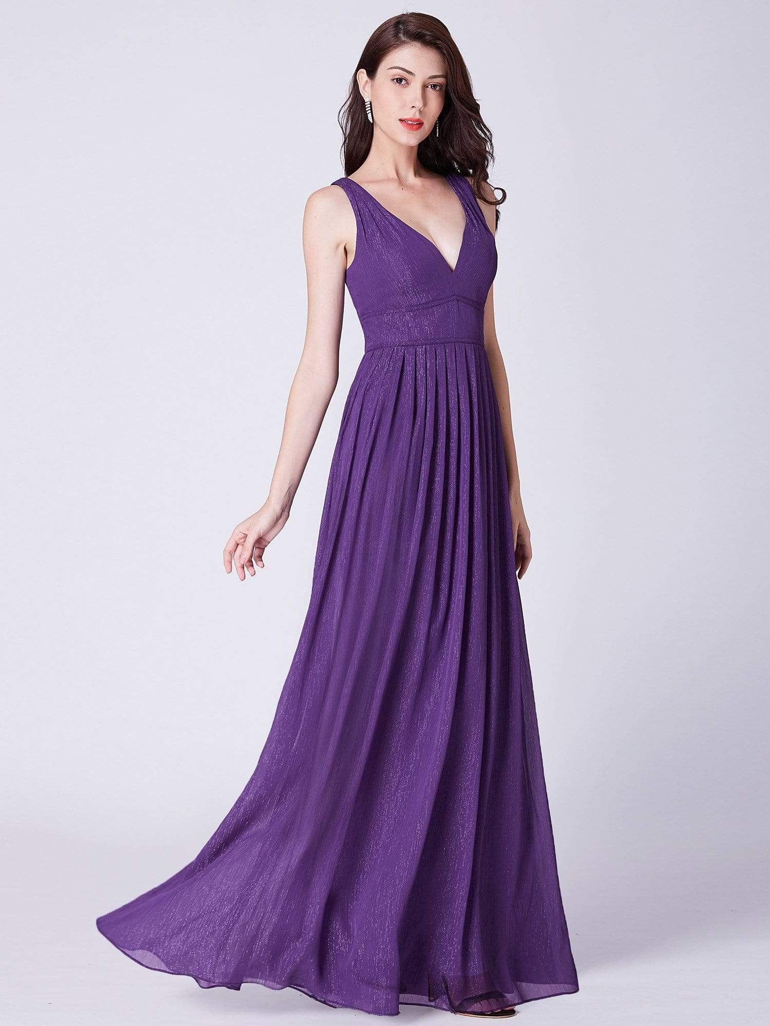Color=Dark Purple | V Neck Long Formal Maxi Dress-Dark Purple 4 Color=Dark Purple | V Neck Long Formal Maxi Dress-Dark Purple 4