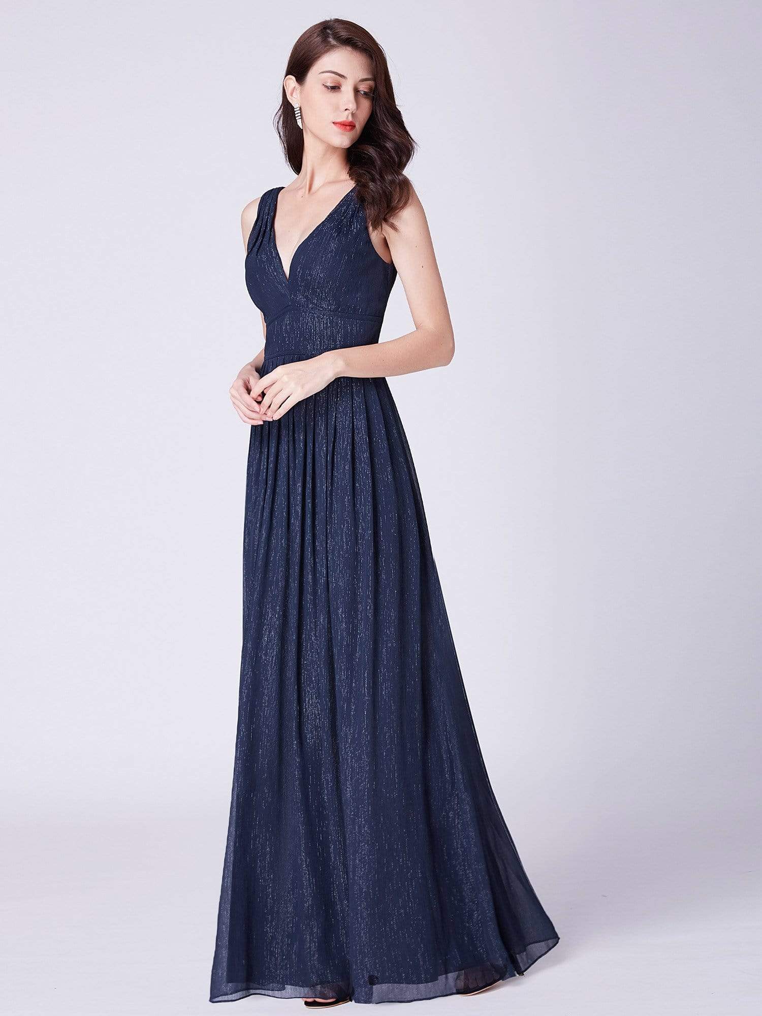 Color=Navy Blue | V Neck Long Formal Maxi Dress-Navy Blue 4 Color=Navy Blue | V Neck Long Formal Maxi Dress-Navy Blue 4