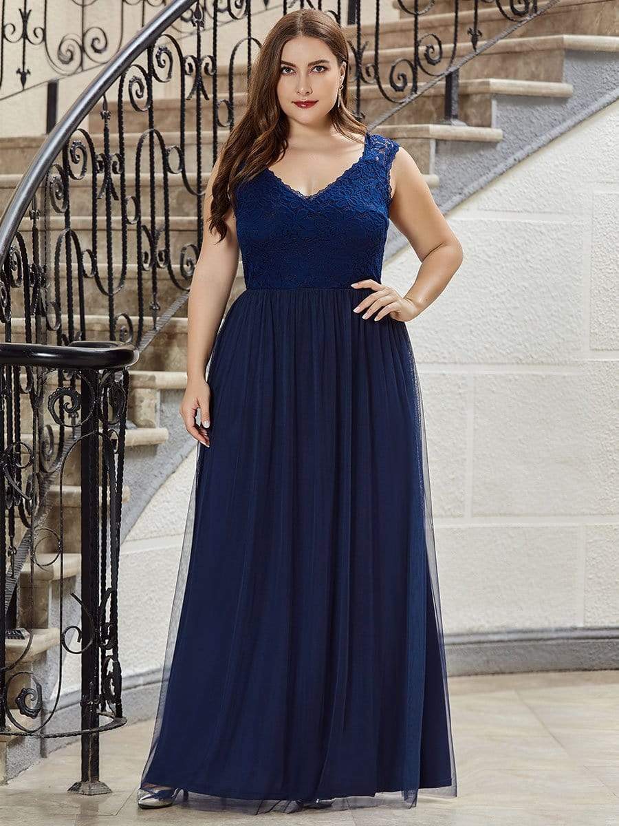 Color=Navy Blue | Elegant A Line V Neck Hollow Out Long Bridesmaid Dress With Lace Bodice-Navy Blue 10 Color=Navy Blue | Elegant A Line V Neck Hollow Out Long Bridesmaid Dress With Lace Bodice-Navy Blue 10
