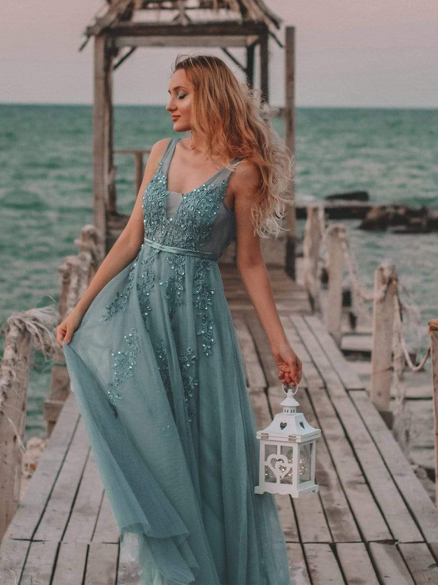 COLOR=Dusty Blue | Maxi Long Elegant Ethereal Tulle Evening Dresses-Dusty Blue 7 COLOR=Dusty Blue | Maxi Long Elegant Ethereal Tulle Evening Dresses-Dusty Blue 7