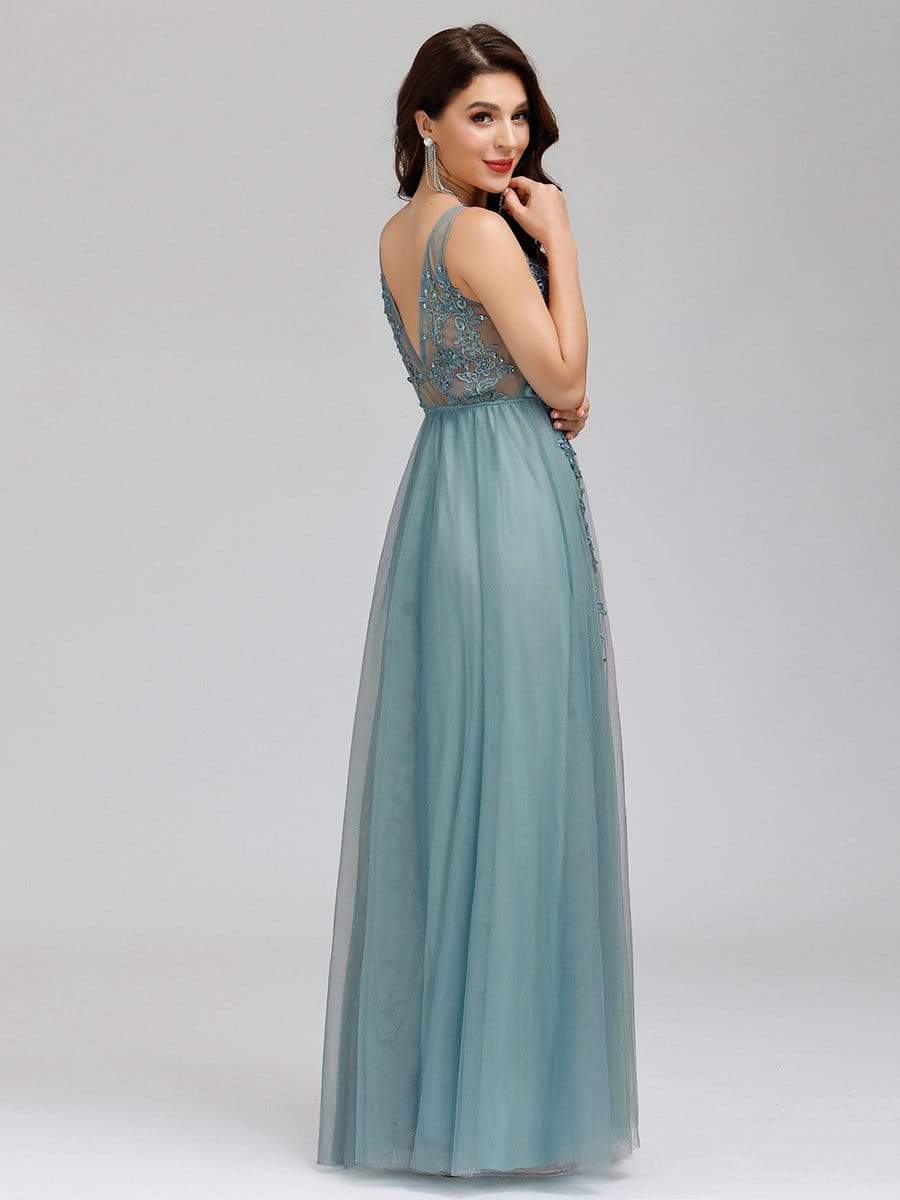COLOR=Dusty Blue | Maxi Long Elegant Ethereal Tulle Evening Dresses-Dusty Blue 5 COLOR=Dusty Blue | Maxi Long Elegant Ethereal Tulle Evening Dresses-Dusty Blue 5