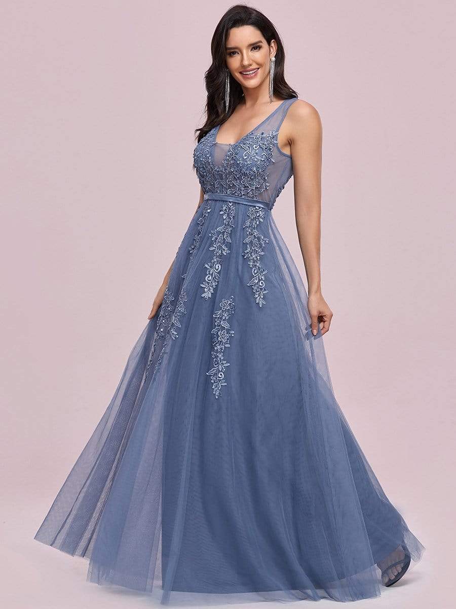 COLOR=Dusty Navy | Maxi Long Elegant Ethereal Tulle Evening Dresses-Dusty Navy 4 COLOR=Dusty Navy | Maxi Long Elegant Ethereal Tulle Evening Dresses-Dusty Navy 4