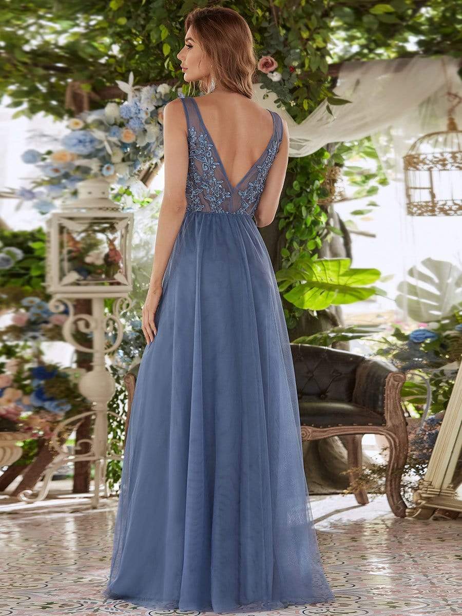 COLOR=Dusty Navy | Maxi Long Elegant Ethereal Tulle Evening Dresses-Dusty Navy 2 COLOR=Dusty Navy | Maxi Long Elegant Ethereal Tulle Evening Dresses-Dusty Navy 2