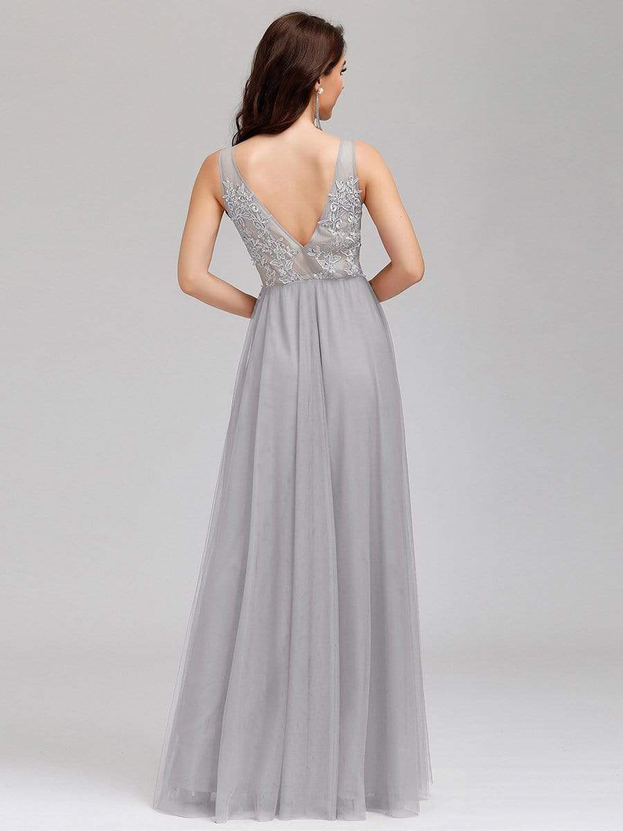 COLOR=Grey | Maxi Long Elegant Ethereal Tulle Evening Dresses-Grey 4 COLOR=Grey | Maxi Long Elegant Ethereal Tulle Evening Dresses-Grey 4